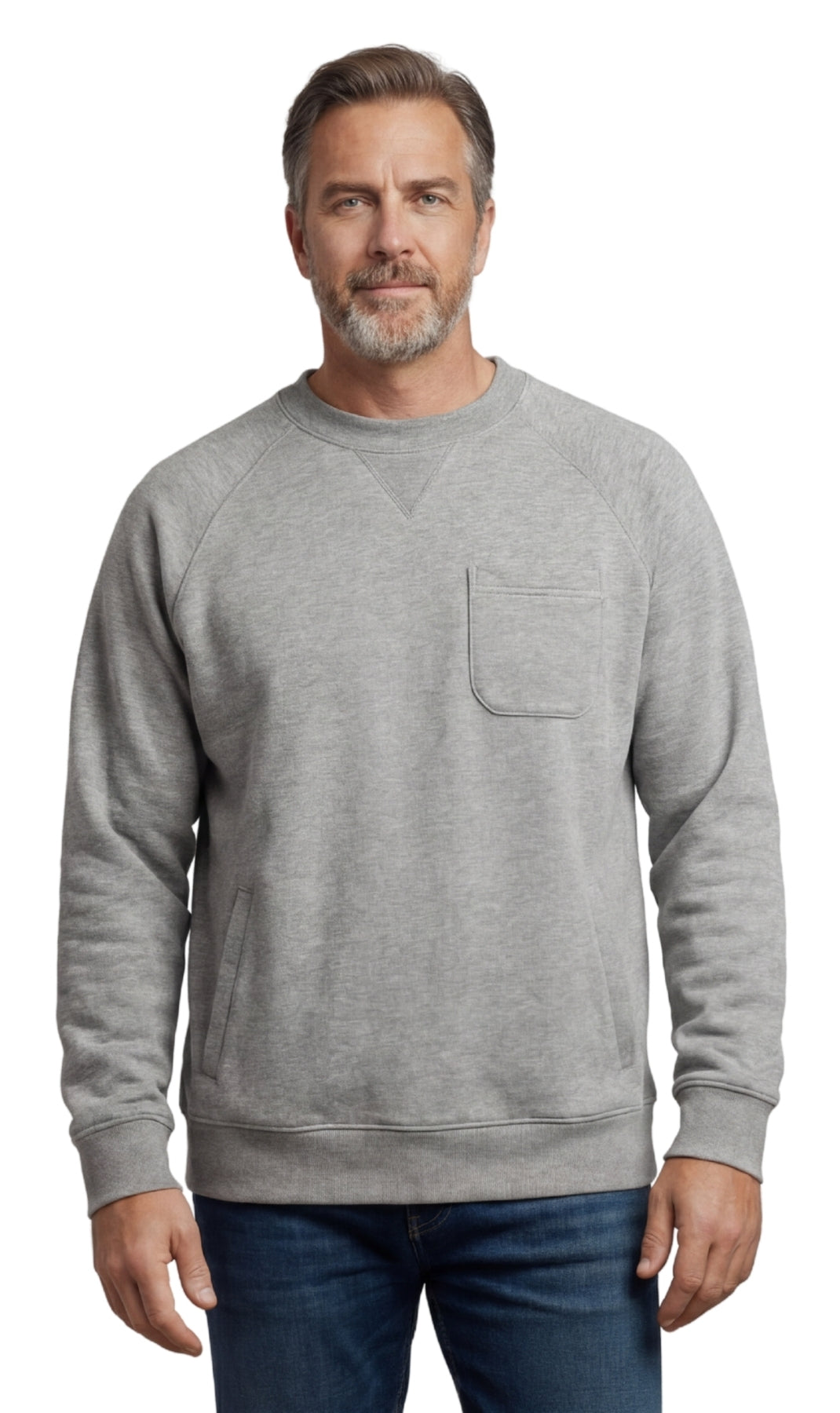Mens 3-Pocket Fleece Sweatshirt with Raglan seams, chest pocket