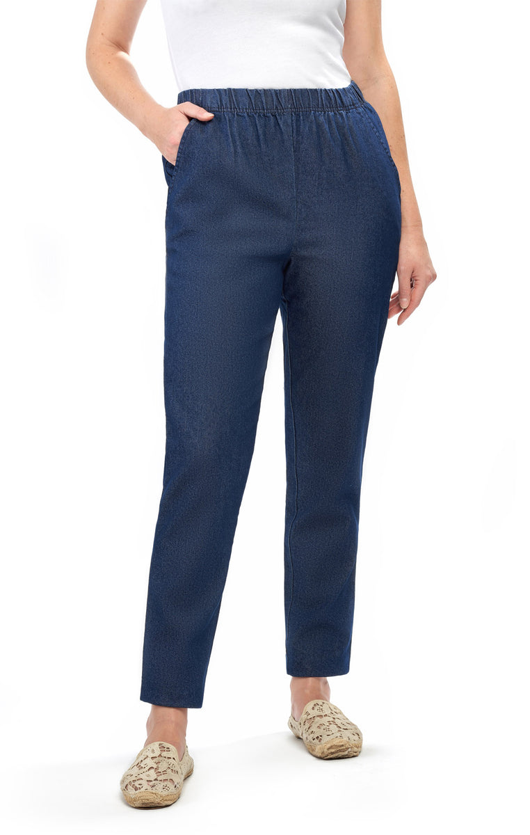 Women's Pull On Denim Jeans - Soft and Lightweight with a Bit of