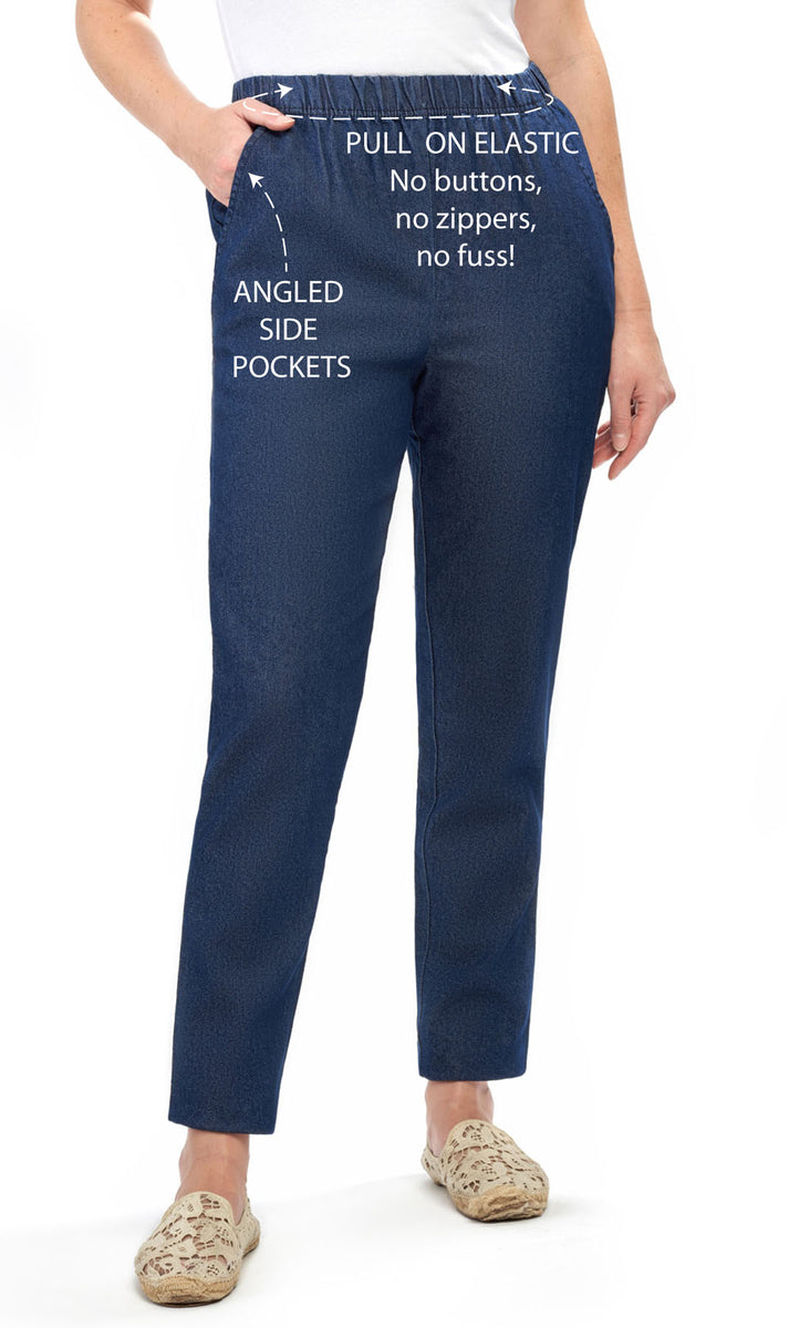 Women's Pull On Denim Jeans - Soft and Lightweight with a Bit of