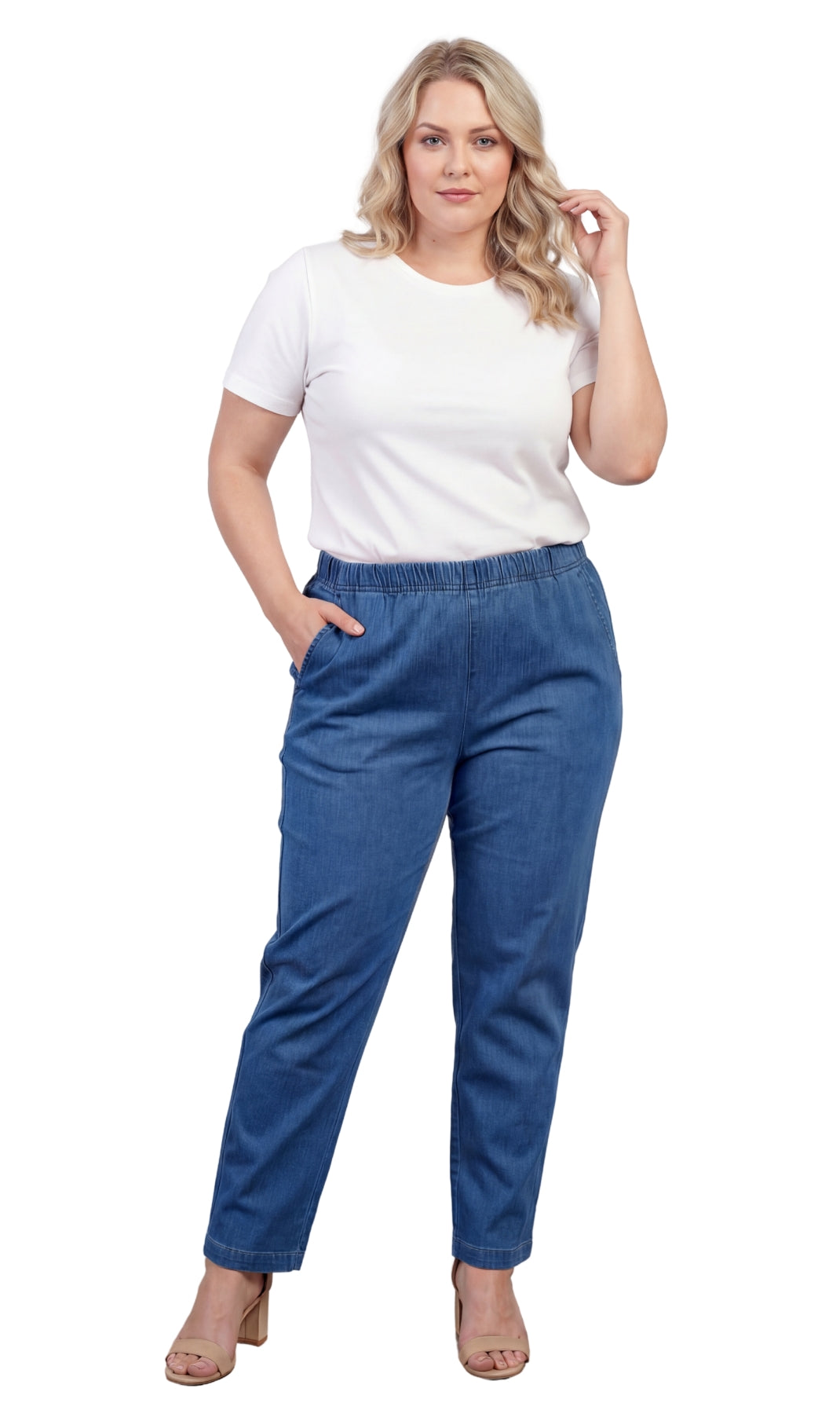 Women's Lightweight Pull-On Denim Jeans with Elastic Waist – Relaxed Fit Stretch Jeans for Casual Everyday Wear 27