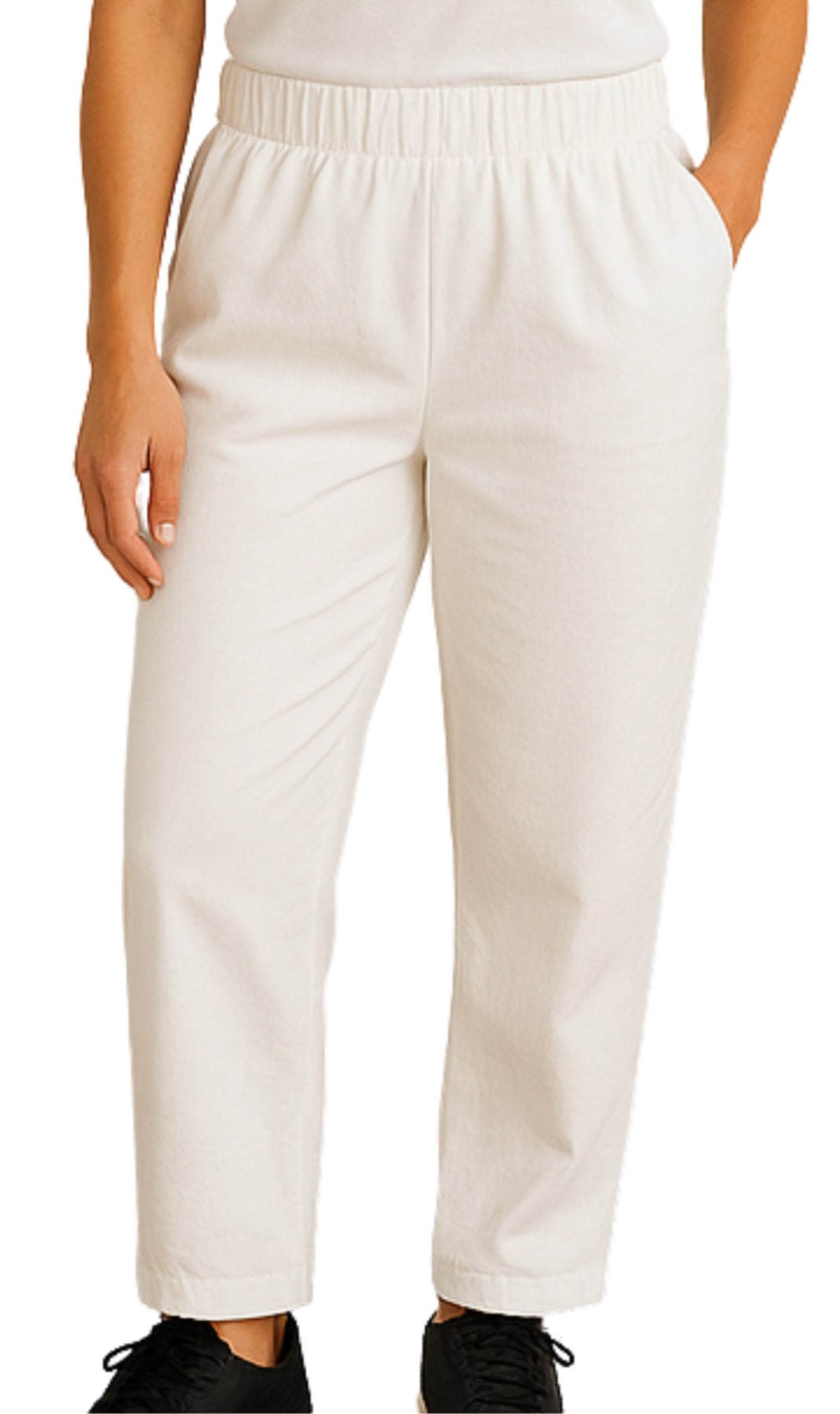 Women Elastic Waist Pull On Denim Jeans Black_Side