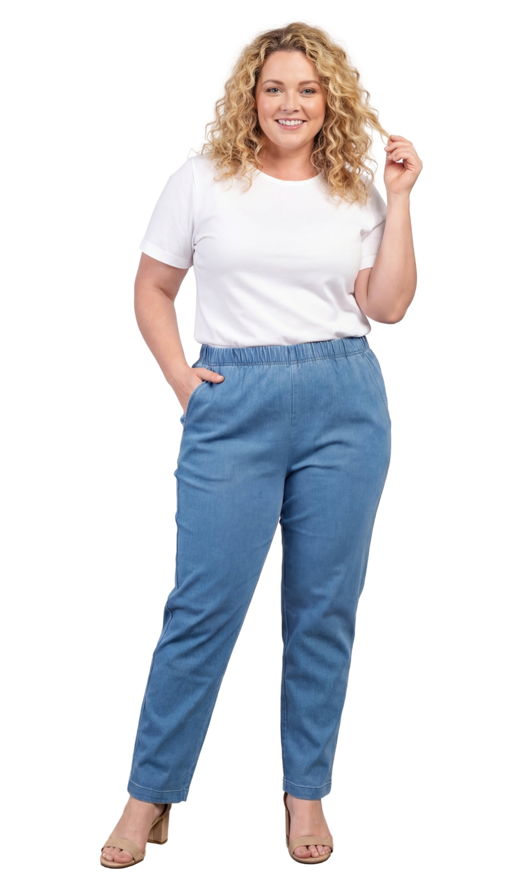 Women's Lightweight Pull-On Denim Jeans with Elastic Waist – Relaxed Fit Stretch Jeans for Casual Everyday Wear 10