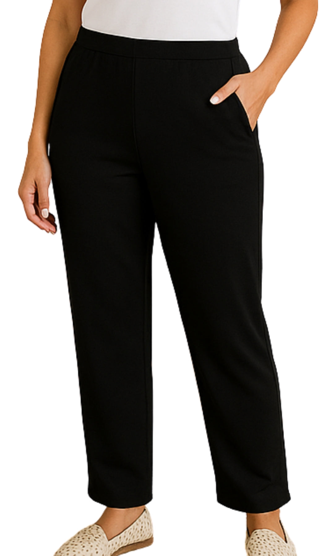 Women's Knit Pull on Pants - Cotton Blend with Flat Front waistband 28