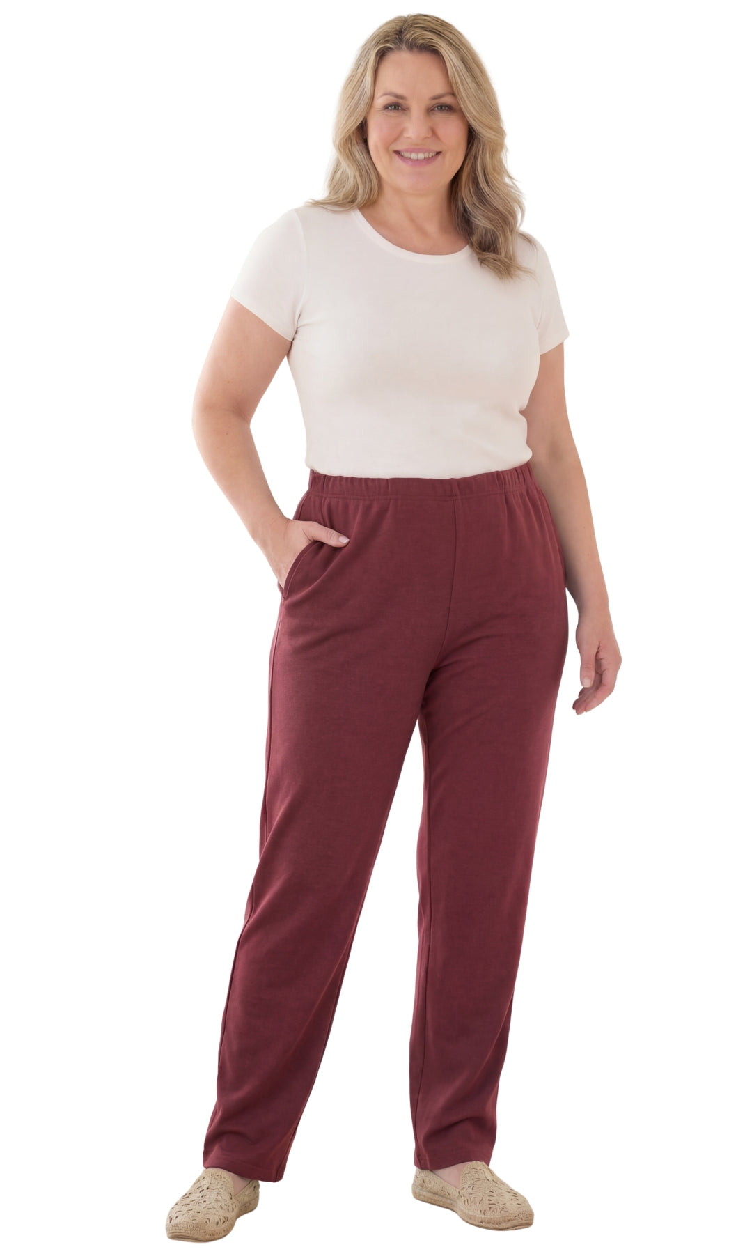 Women's Knit Pull on Pants - Cotton Blend with Flat Front waistband 57