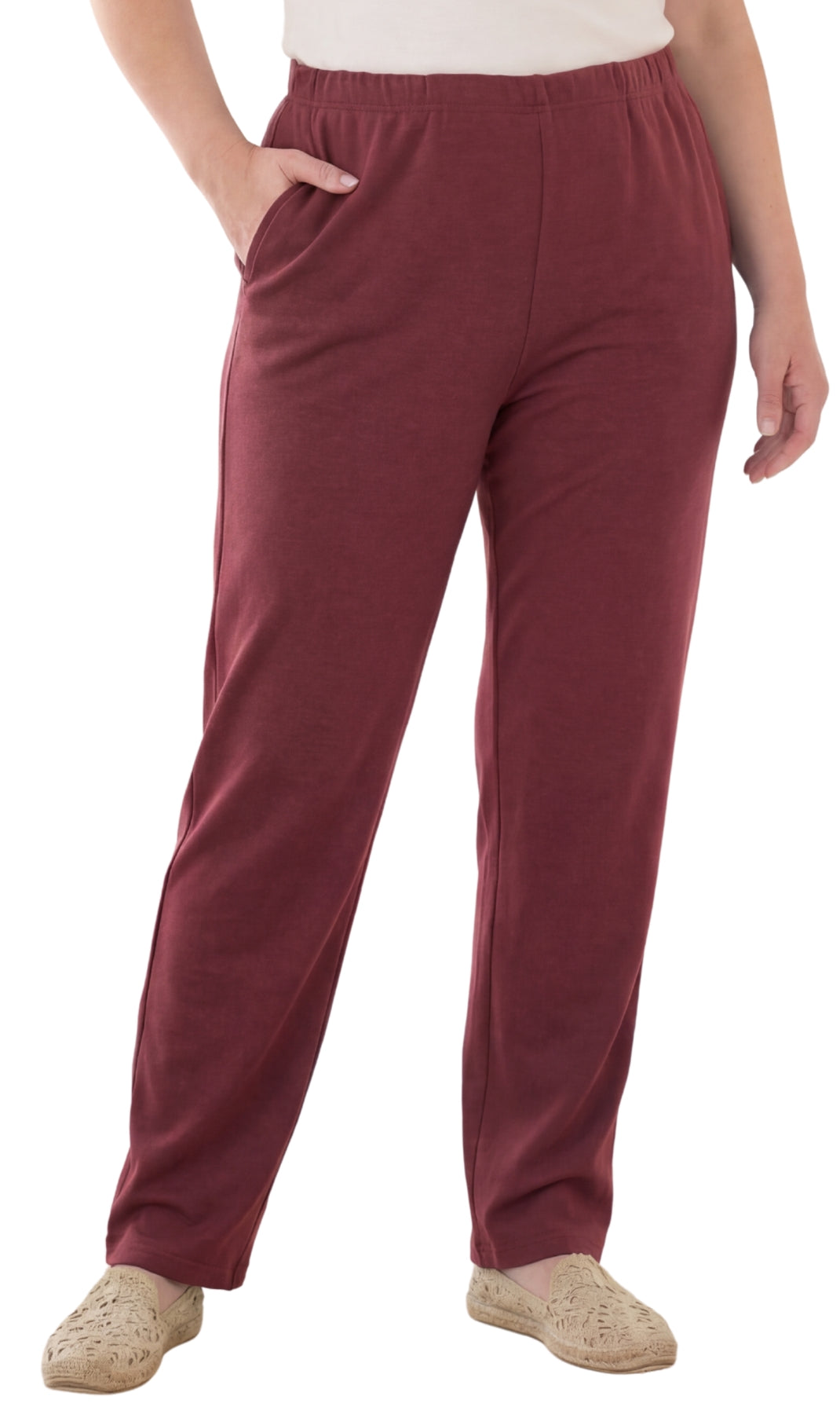 Women's Knit Pull on Pants - Cotton Blend with Flat Front waistband 46