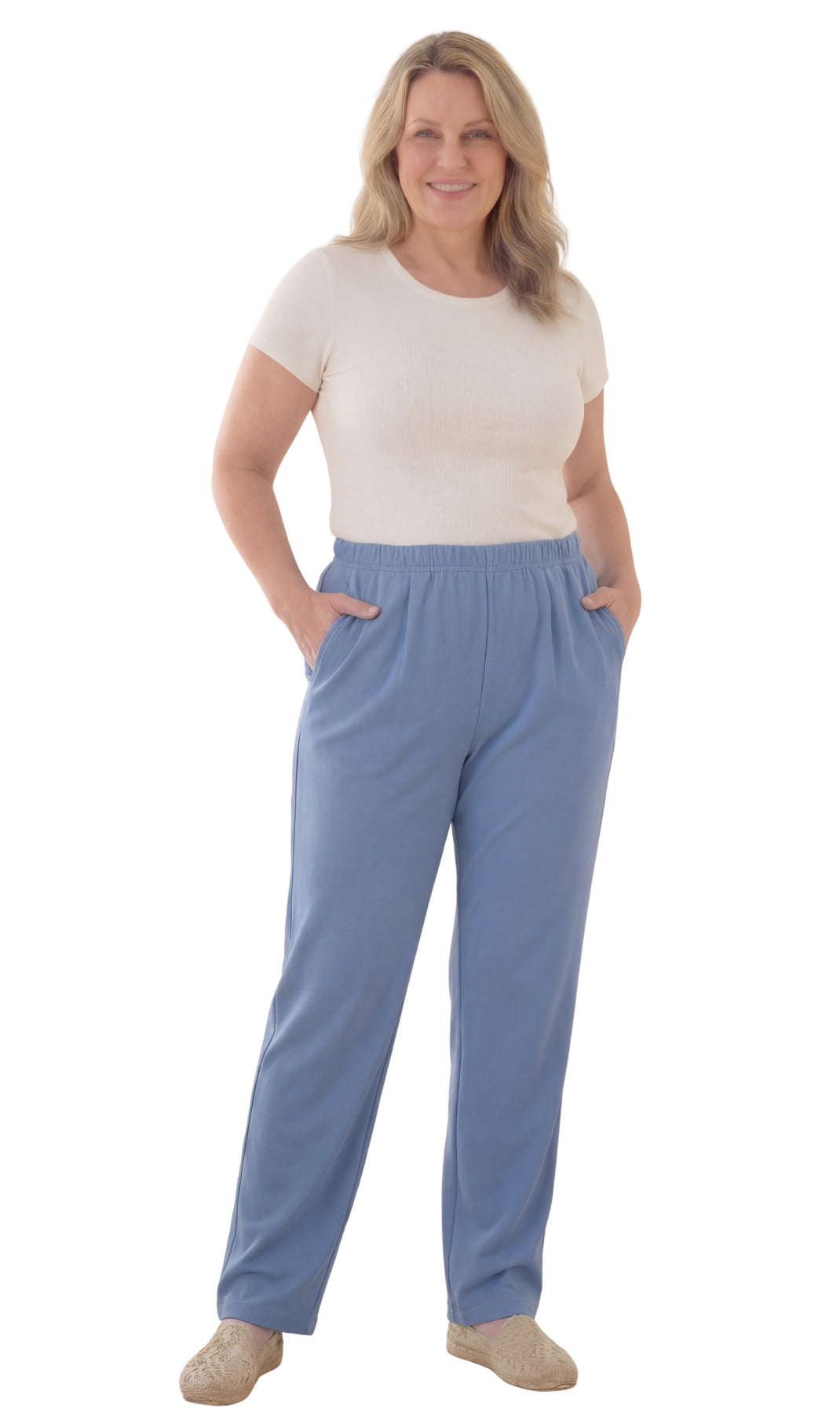 Women's Knit Pull on Pants - Cotton Blend with Flat Front waistband 69