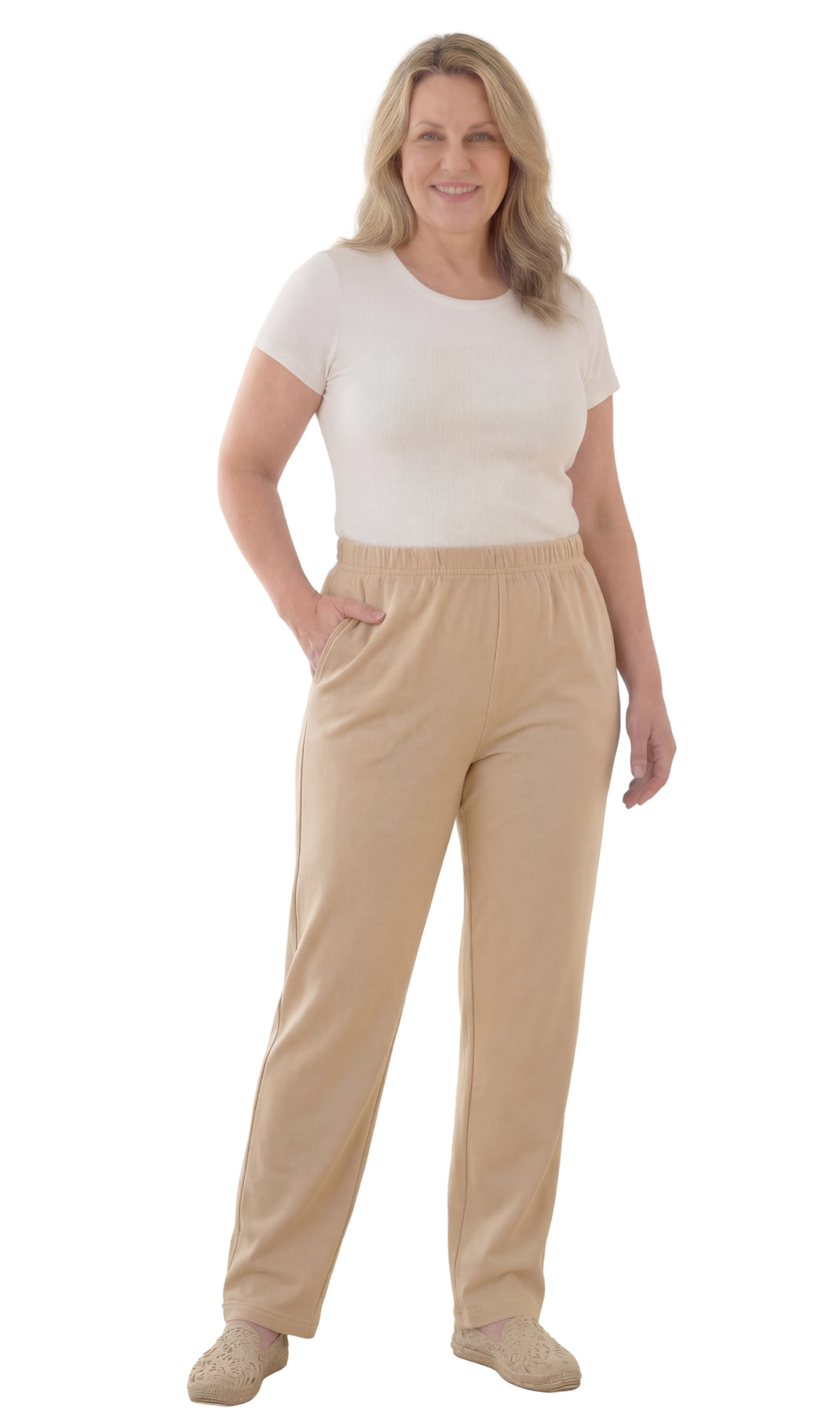 Women's Knit Pull on Pants - Cotton Blend with Flat Front waistband 20
