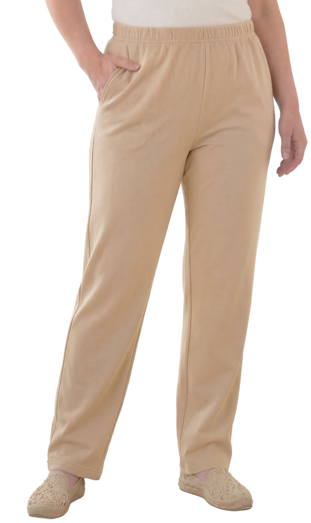 Women's Knit Pull on Pants - Cotton Blend with Flat Front waistband 15