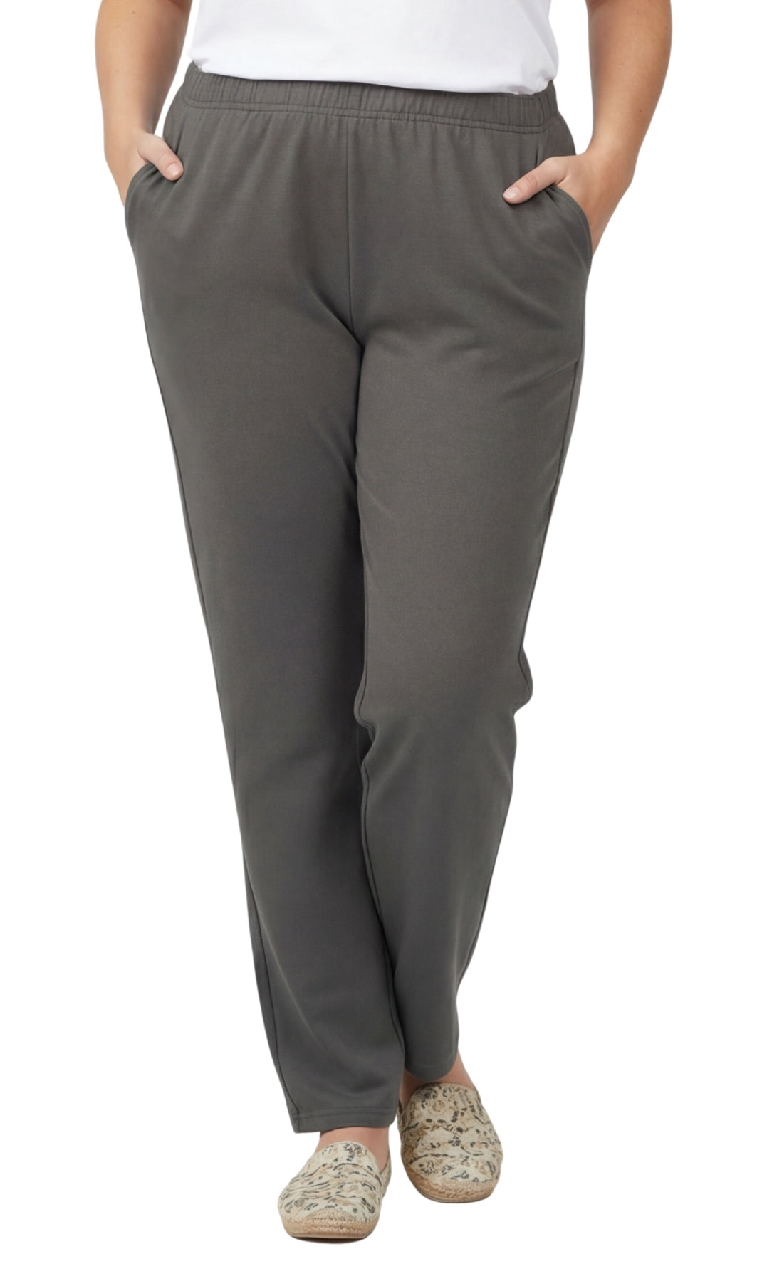 Women's Knit Pull on Pants - Cotton Blend with Flat Front waistband 72