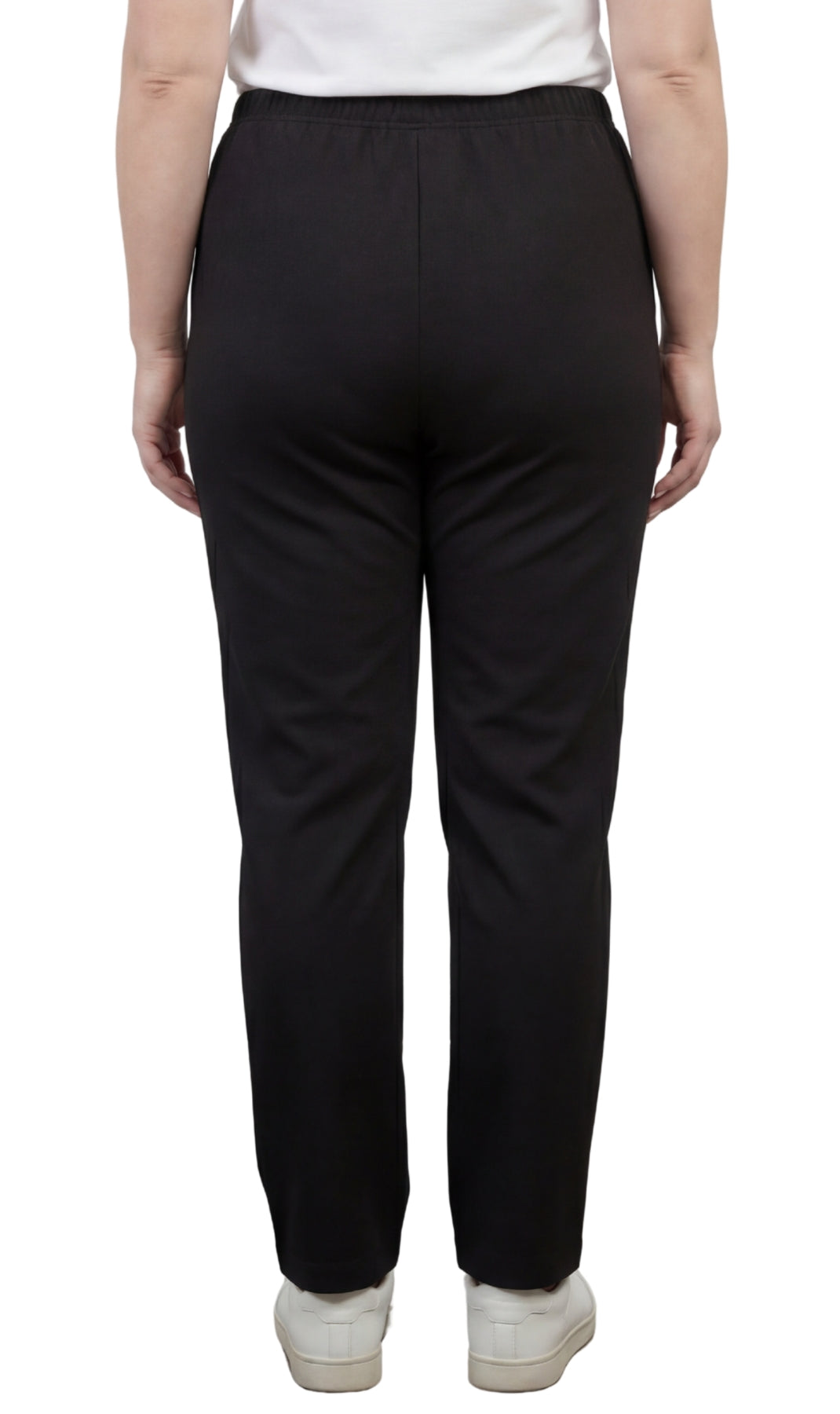 Women's Classic Poly Knit Pants - Pull On Slacks with Elastic Waist