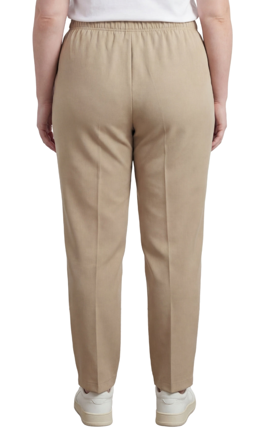 Womens Classic Poly Knit Pants - Pull On Slacks with Elastic Waist 10