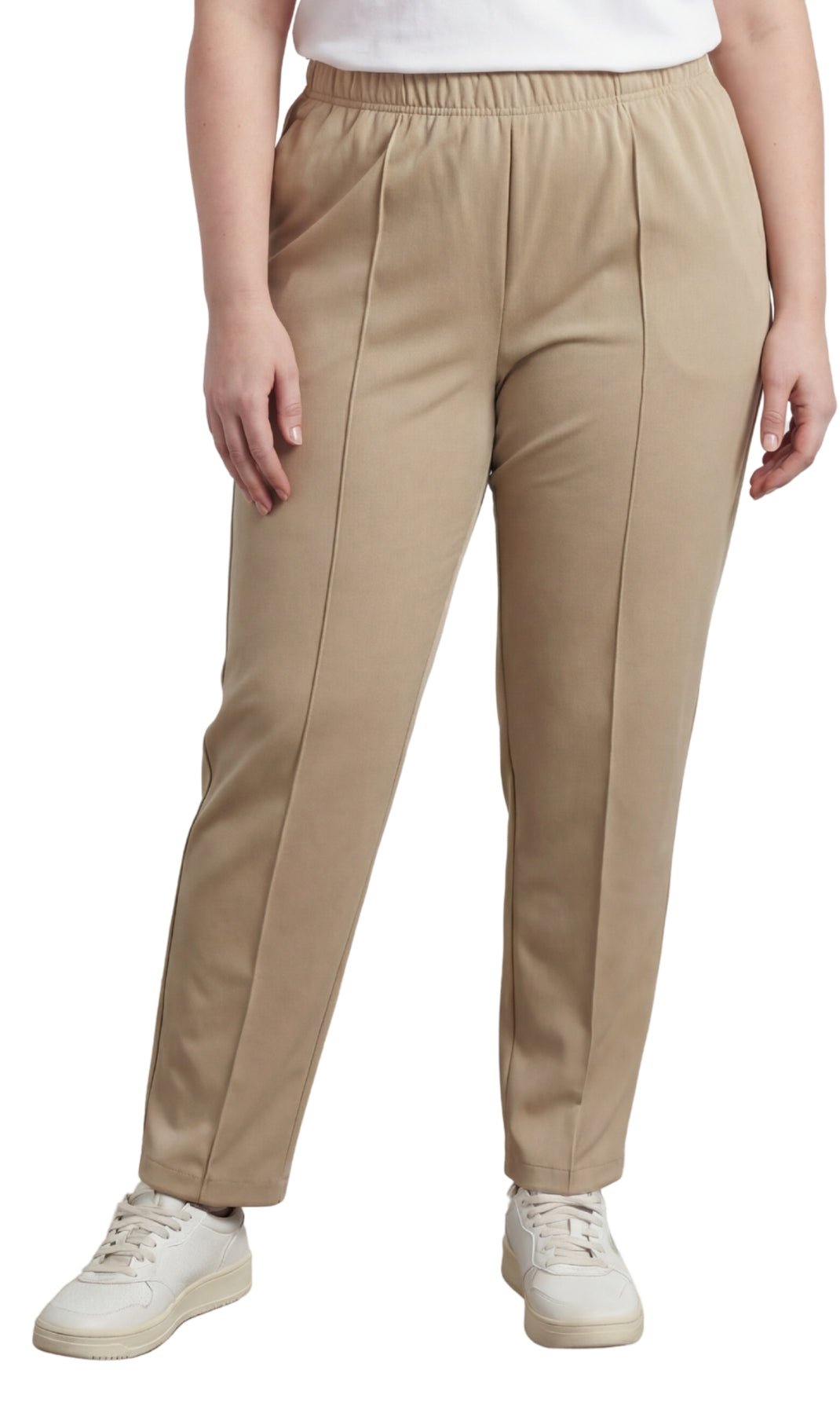 Womens Classic Poly Knit Pants - Pull On Slacks with Elastic Waist 9