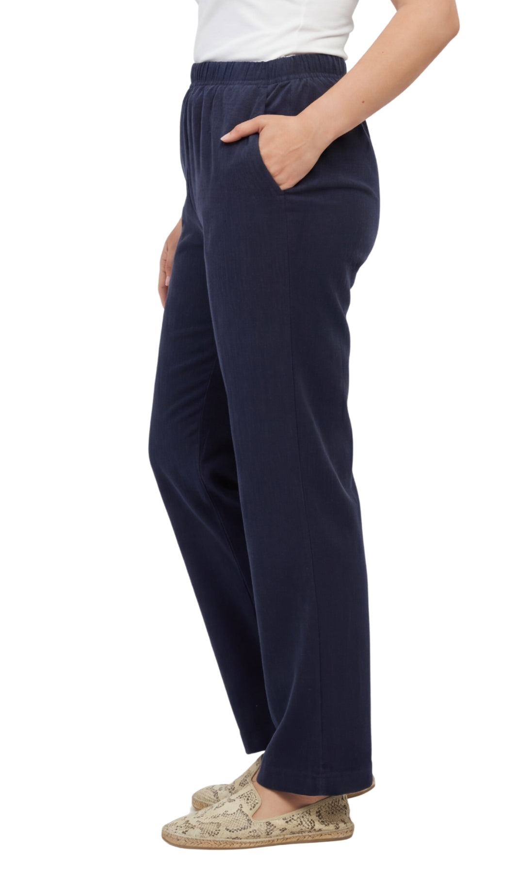 Womens Pull On Fine Wale Corduroy Pants with soft-covered elastic waist 25