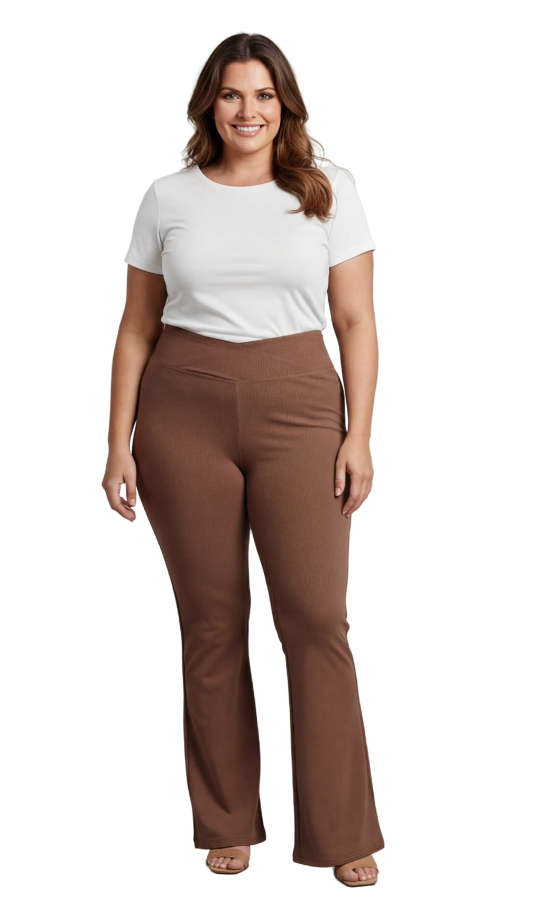 Turtle Bay New York Women's Pull-on Cotton Stretch Bootcut Flare Leggings with a Crossover waistband Chocolate full
