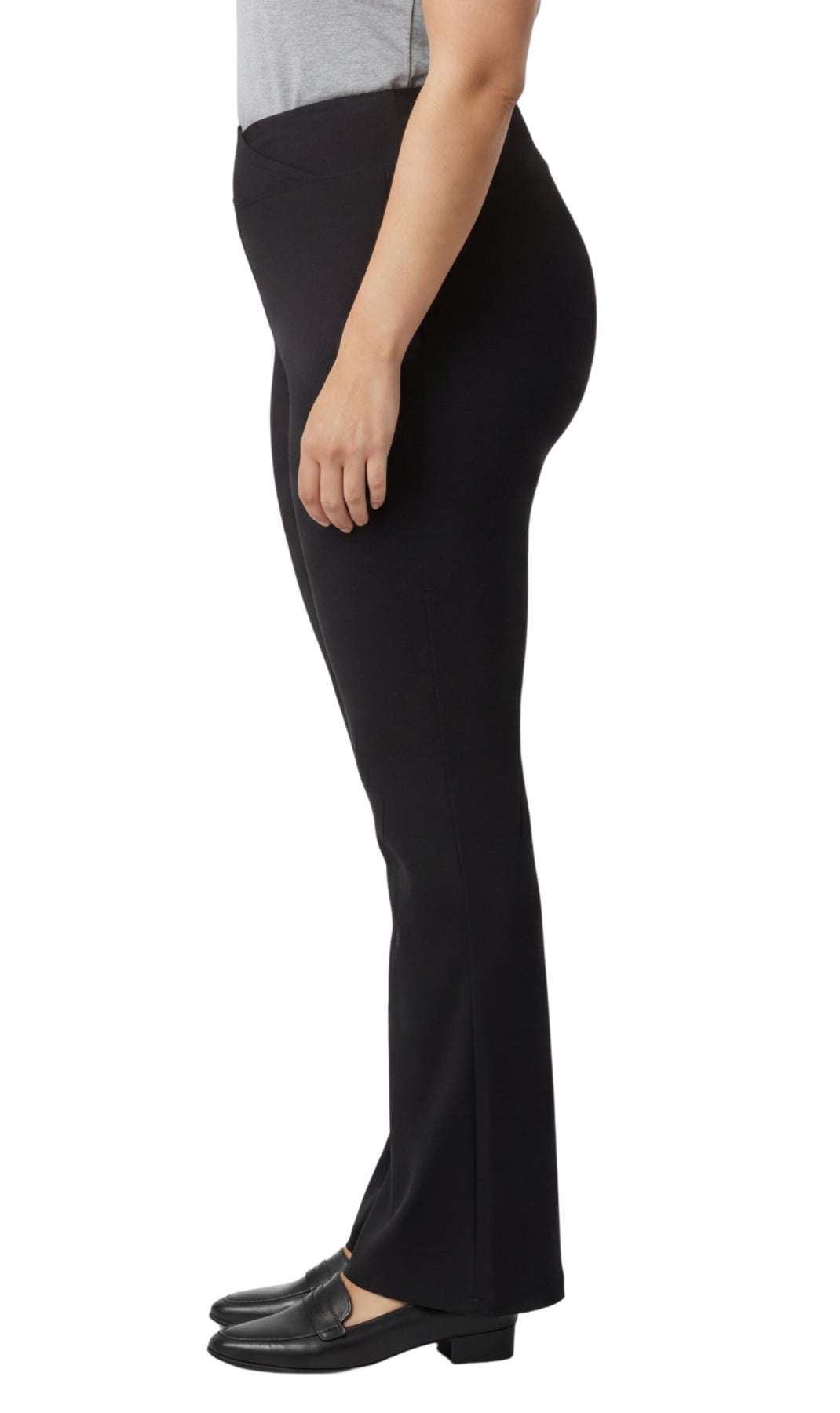 Turtle Bay New York Women's Pull-on Cotton Stretch Bootcut Flare Leggings with a Crossover waistband black side