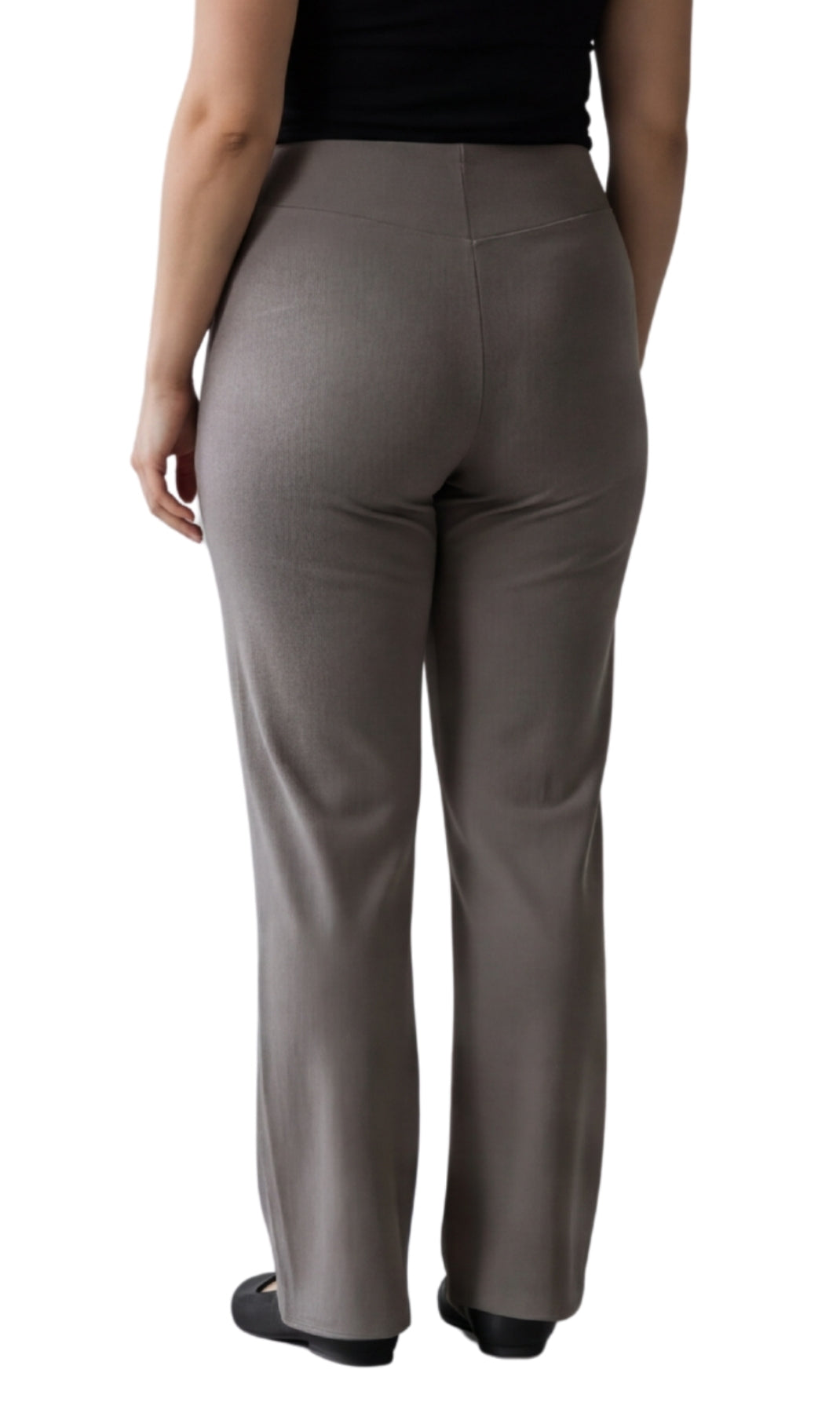 Turtle Bay New York Women's Pull-on Cotton Stretch Bootcut Flare Leggings with a Crossover waistband charcoal back