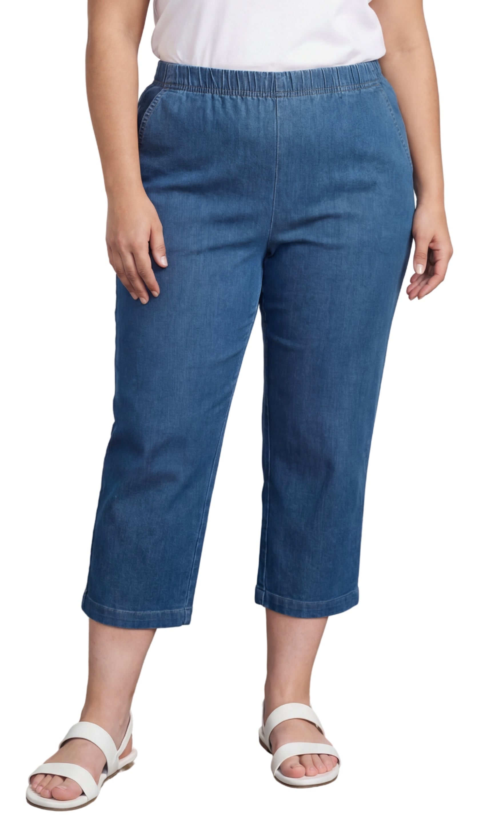 Women's Lightweight Stretch Denim Capri Pants — Comfortable Everyday F