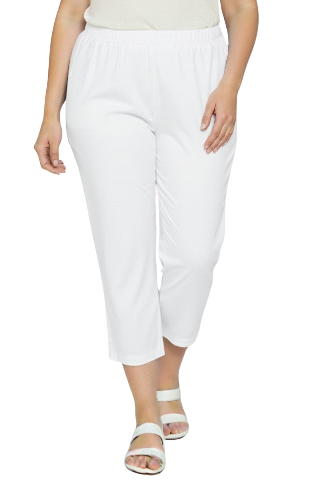 Turtle Bay New York Women’s Lightweight Stretch Denim Capri Pants – Comfortable Everyday Fit white front