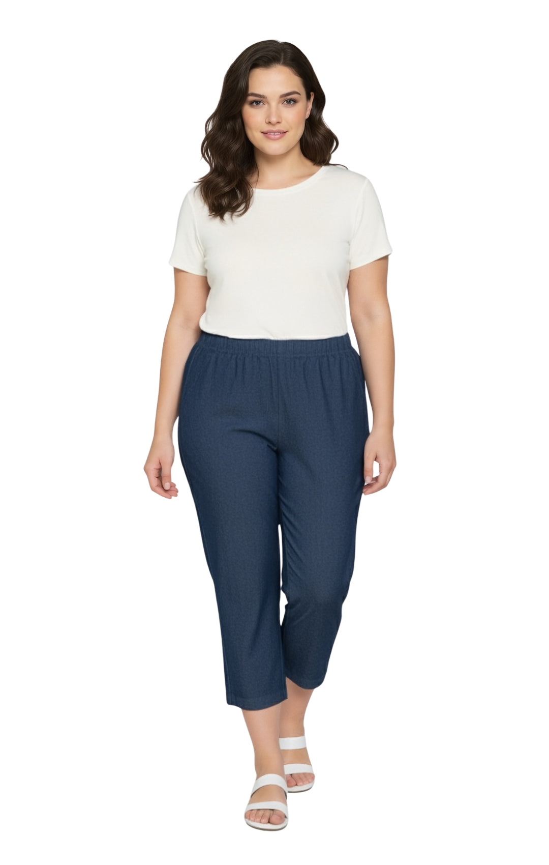 Turtle Bay New York Women’s Lightweight Stretch Denim Capri Pants – Comfortable Everyday Fit indigo full