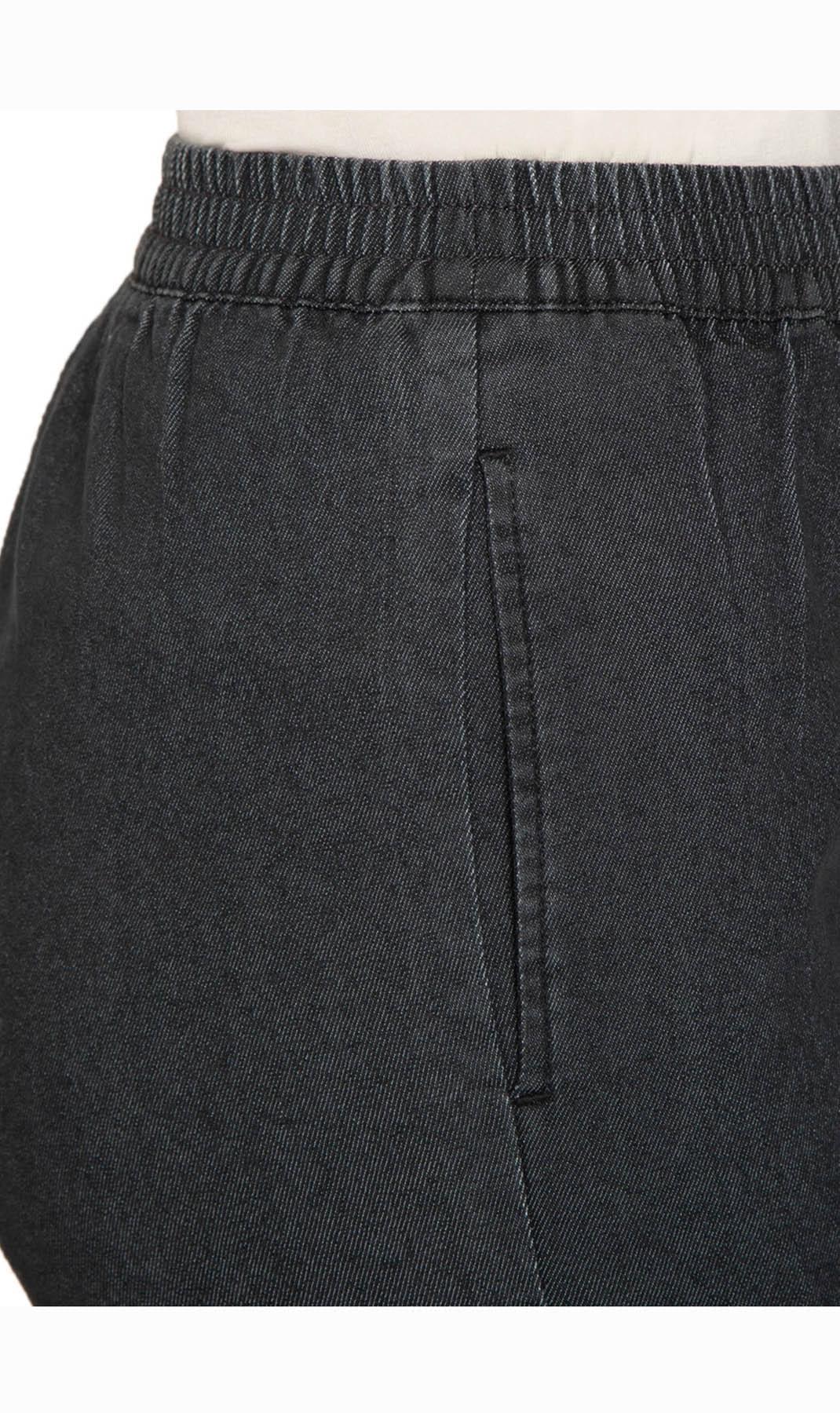 Women's Denim Pull On Bermuda Shorts - Easy Pull On Styles in Lightweight Denim -  Black  - pocket -TURTLE BAY APPAREL