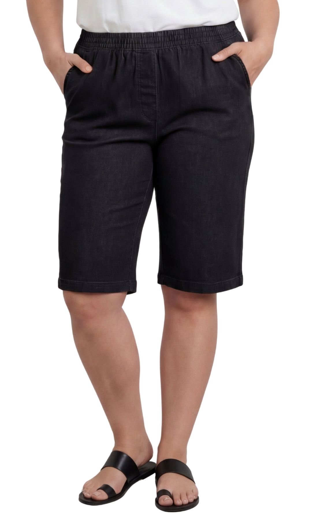 Women's Easy Pull on Bermuda Shorts in Denim and Twill 29