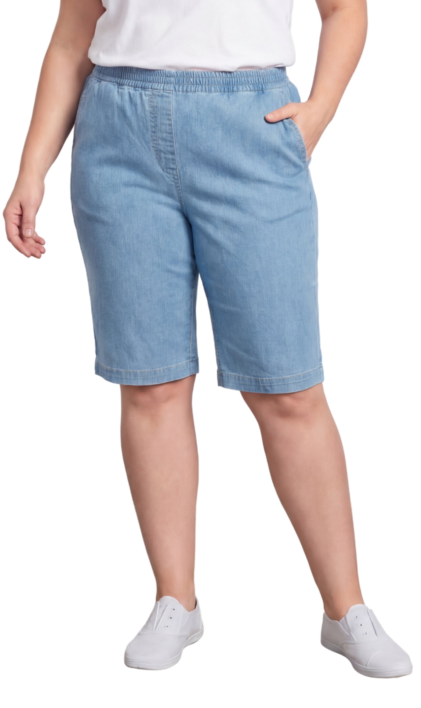Women's Easy Pull on Bermuda Shorts in Denim and Twill 7