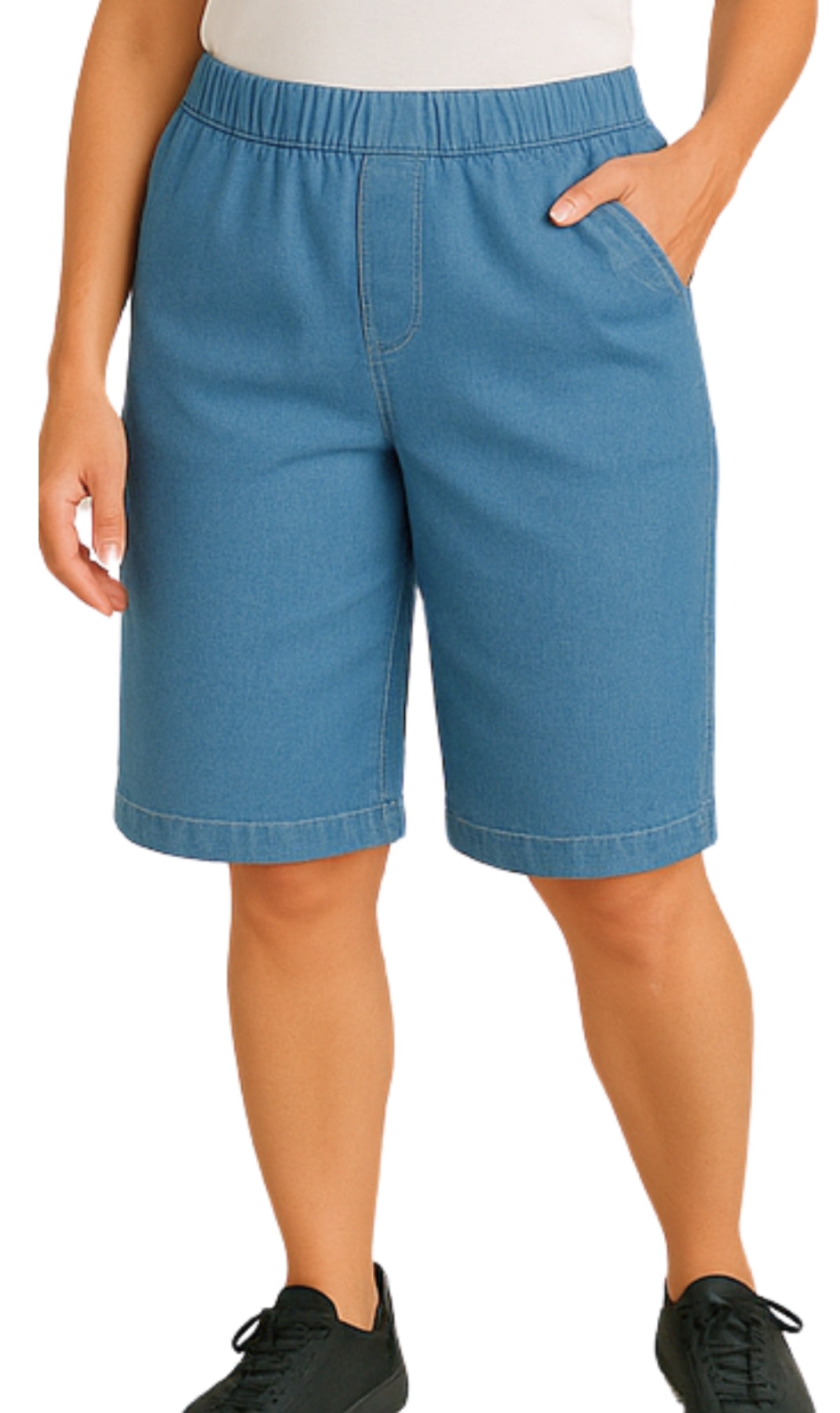 Women's Easy Pull on Bermuda Shorts in Denim and Twill 8
