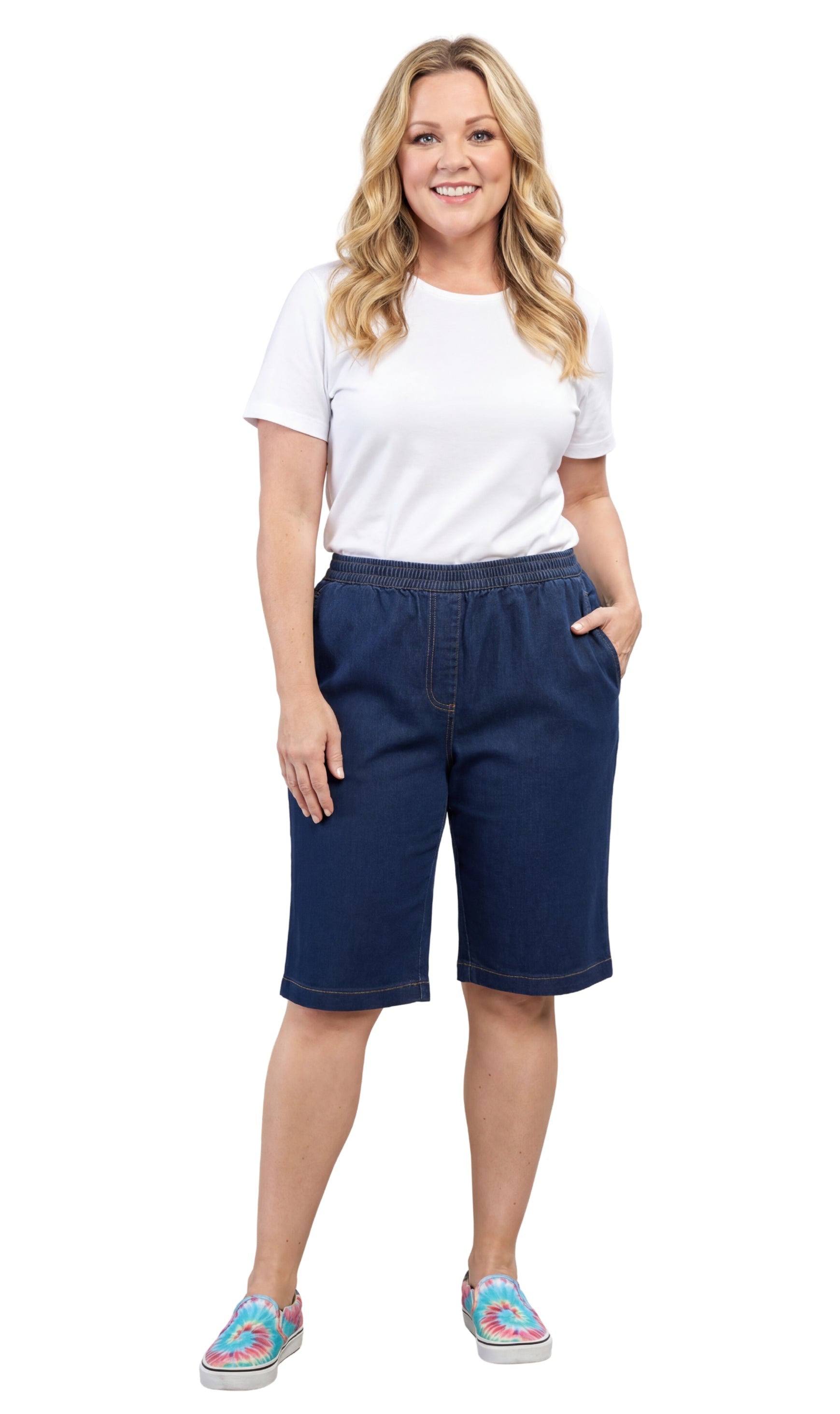 Women's Easy Pull on Bermuda Shorts in Denim and Twill 6