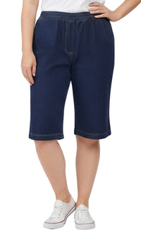 Women's Easy Pull on Bermuda Shorts in Denim and Twill