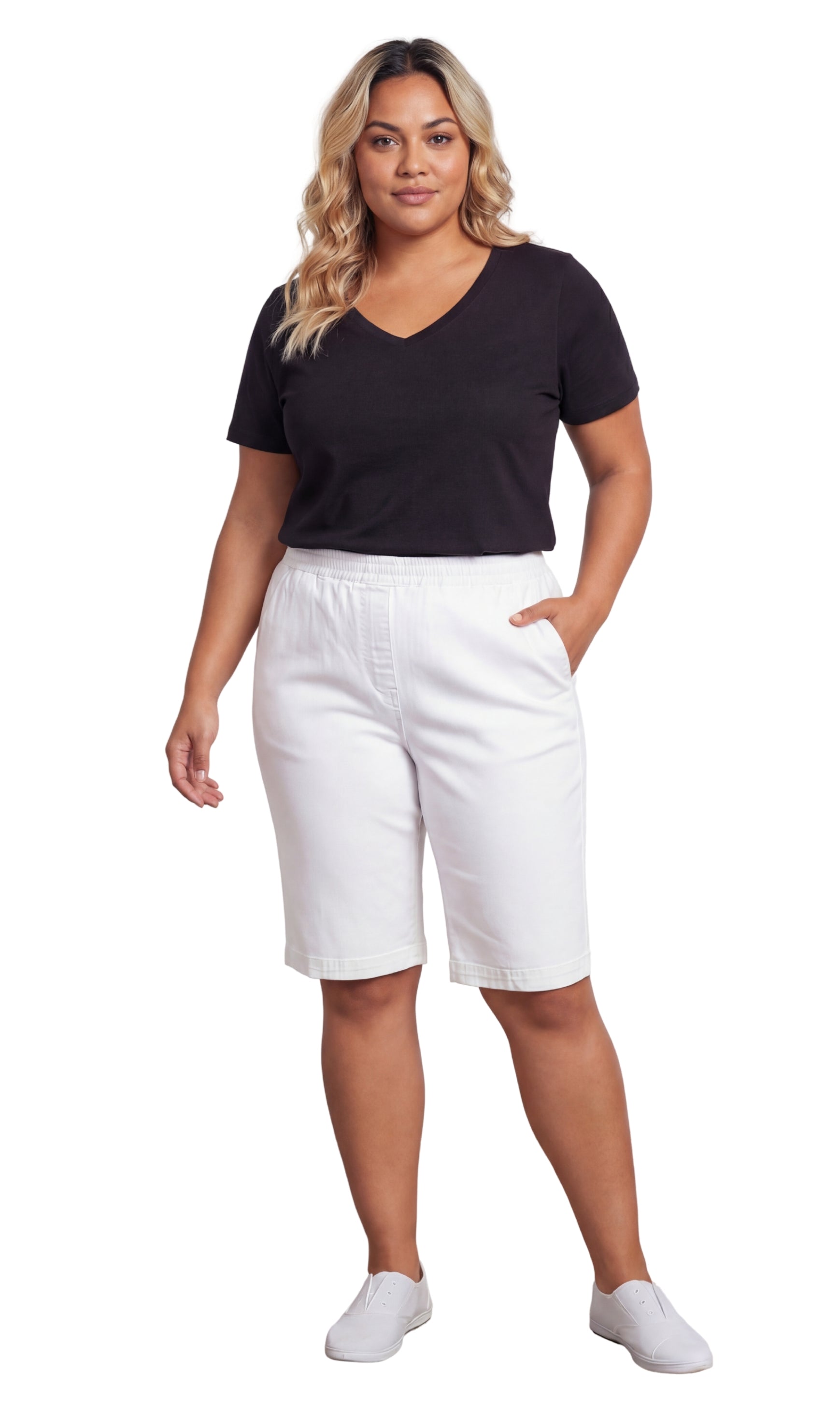 Women's Easy Pull on Bermuda Shorts in Denim and Twill 40