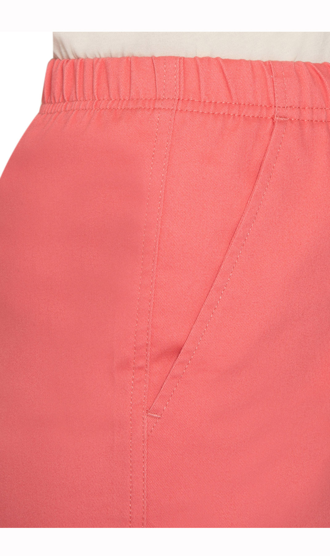 Women's Pull On Denim Shorts ÔÇô Stretch Waist Frees You from Binding Zippers and Buttons -  Coral Rose - Side pocket  - TURTLE BAY APPAREL