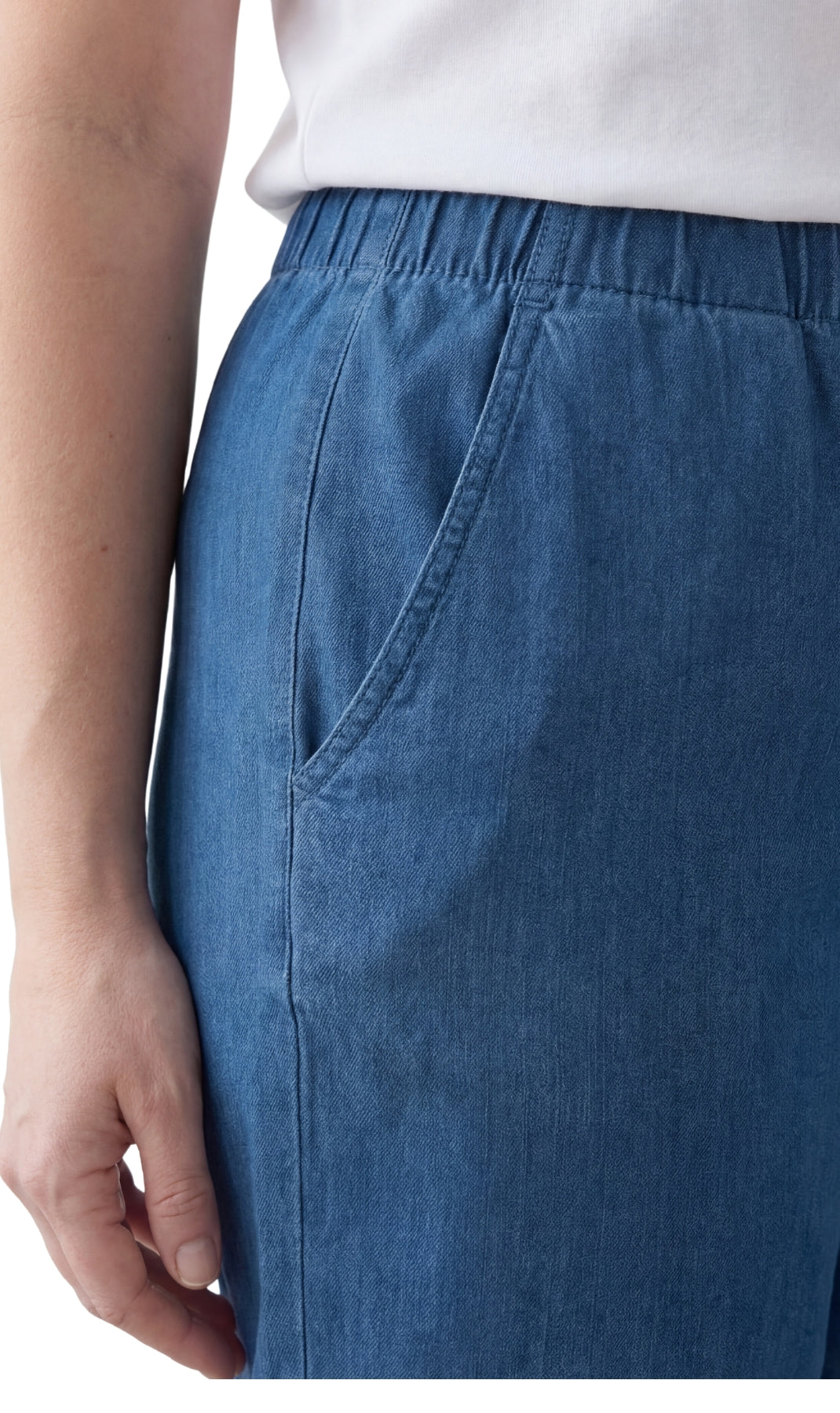 Women's Pull On Denim & Twill Shorts with stretch waist - No zipper or buttons 15