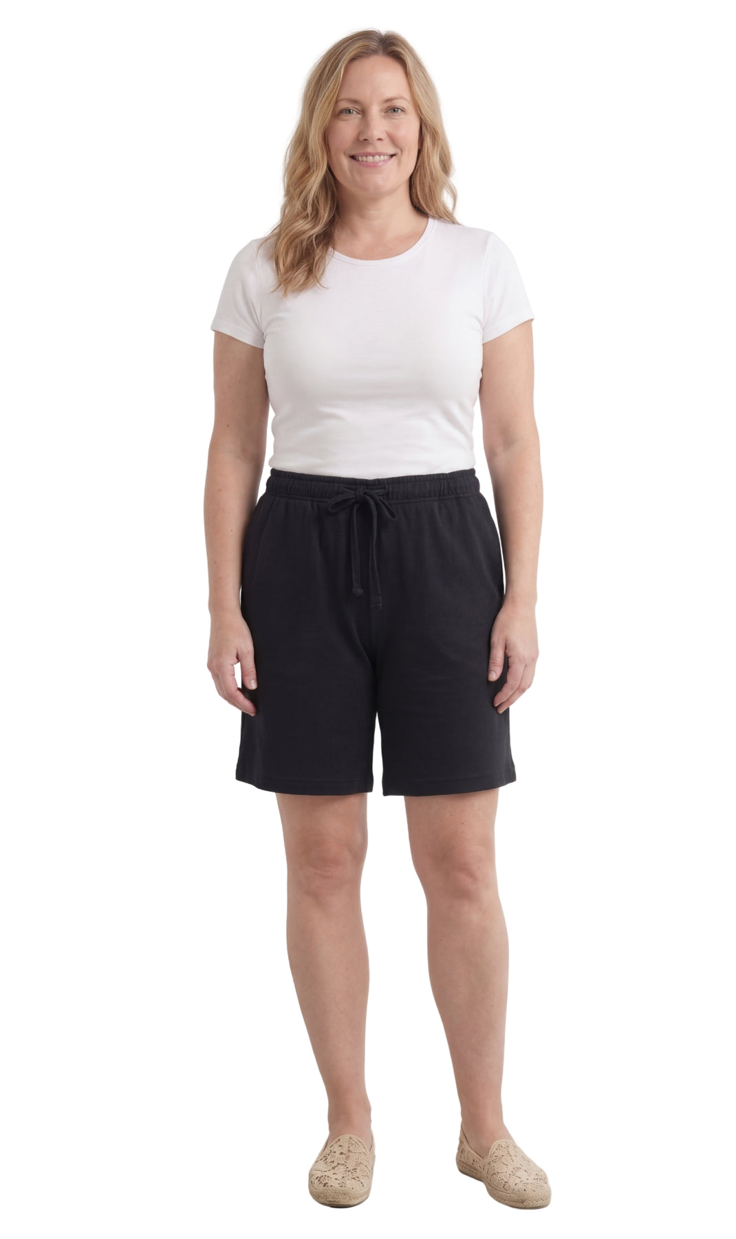 Women's Interlock Knit cotton Shorts with Elastic Waist and Adjustable Drawstring 5