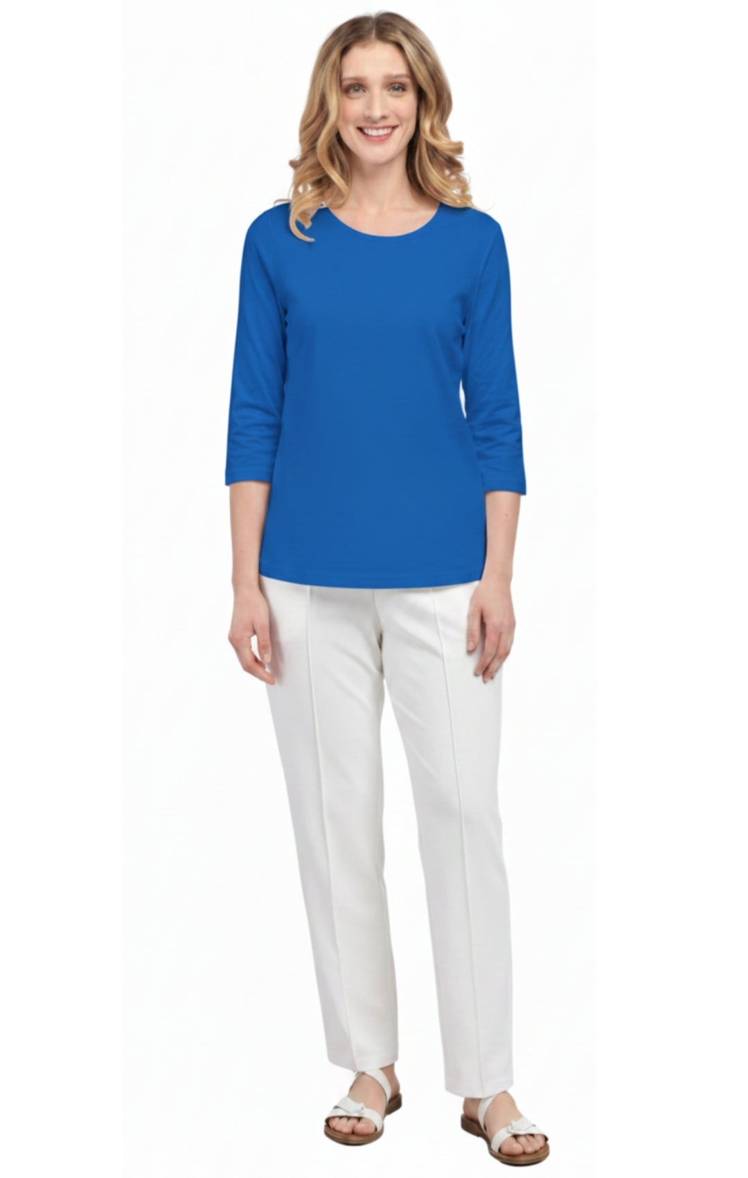 Women's 3/4 Sleeve Crew Neck Top – Comfortable Jer 14