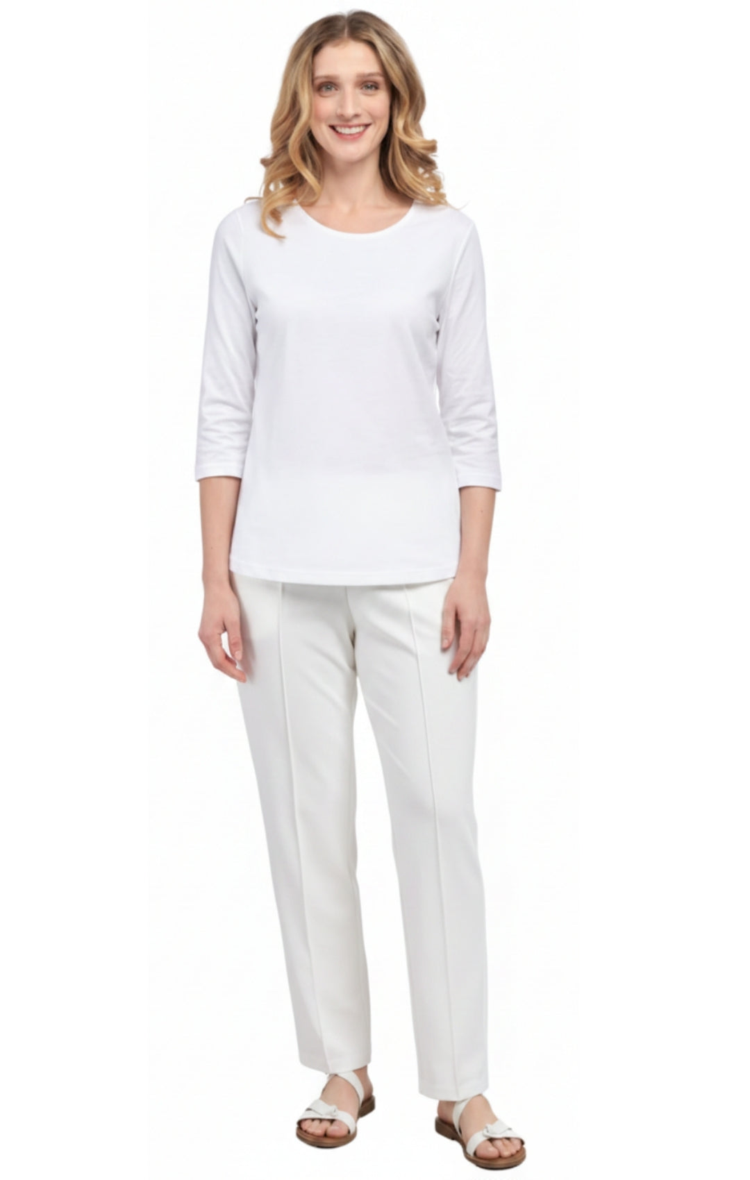 Women's 3/4 Sleeve Crew Neck Top – Comfortable Jer 44