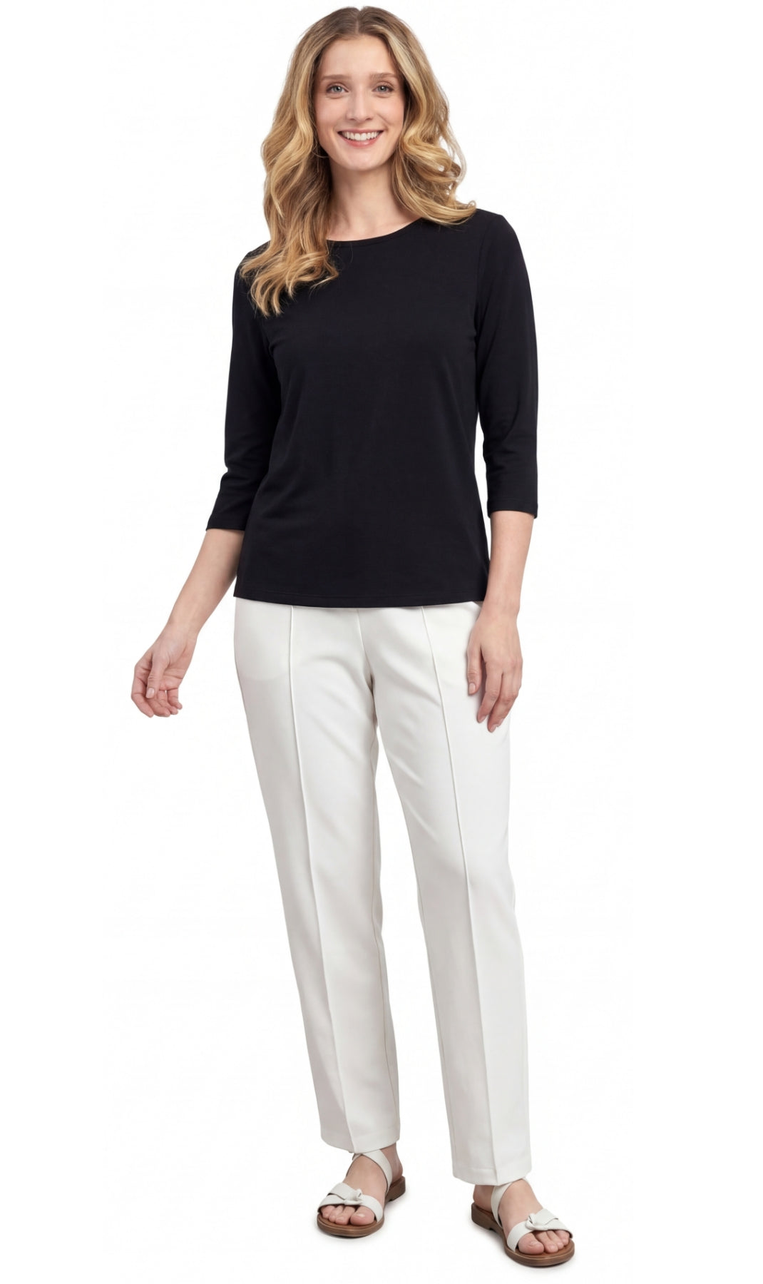 Women's 3/4 Sleeve Crew Neck Top – Comfortable Jer 14