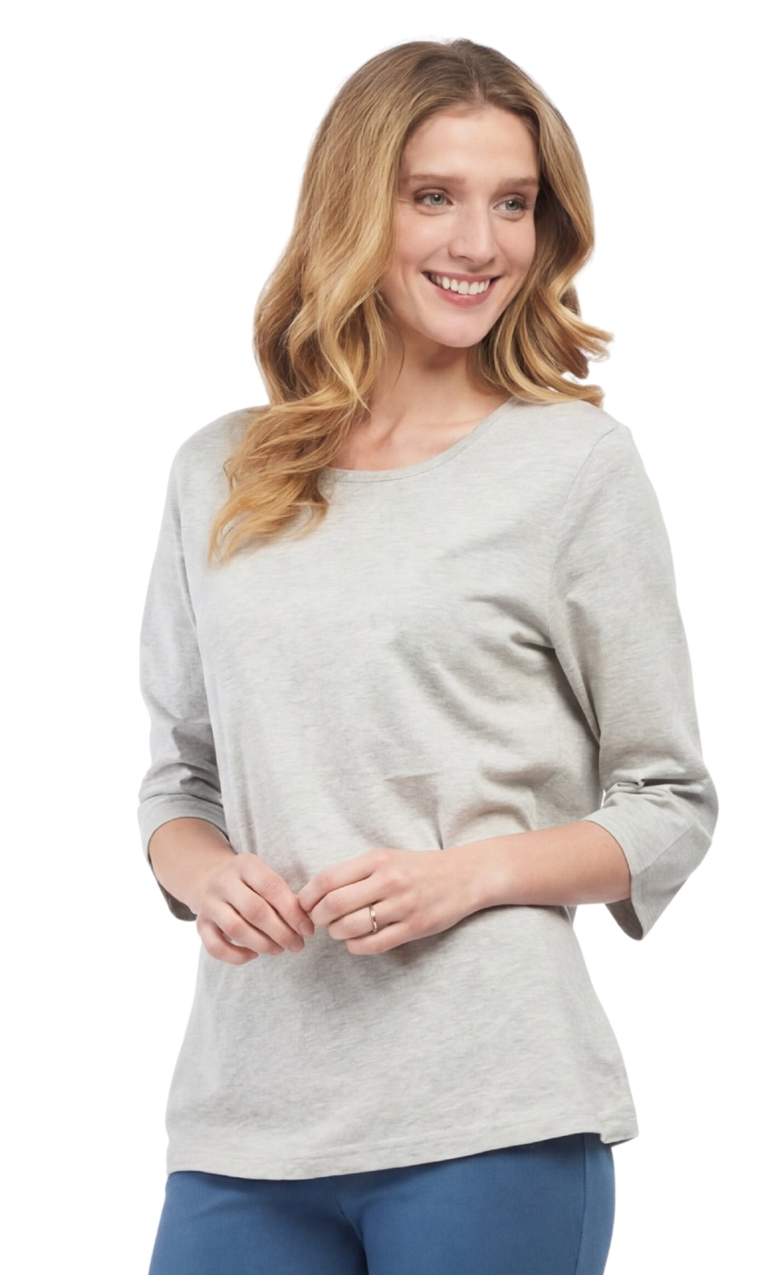 Women's 3/4 Sleeve Crew Neck Top – Comfortable Jer 30