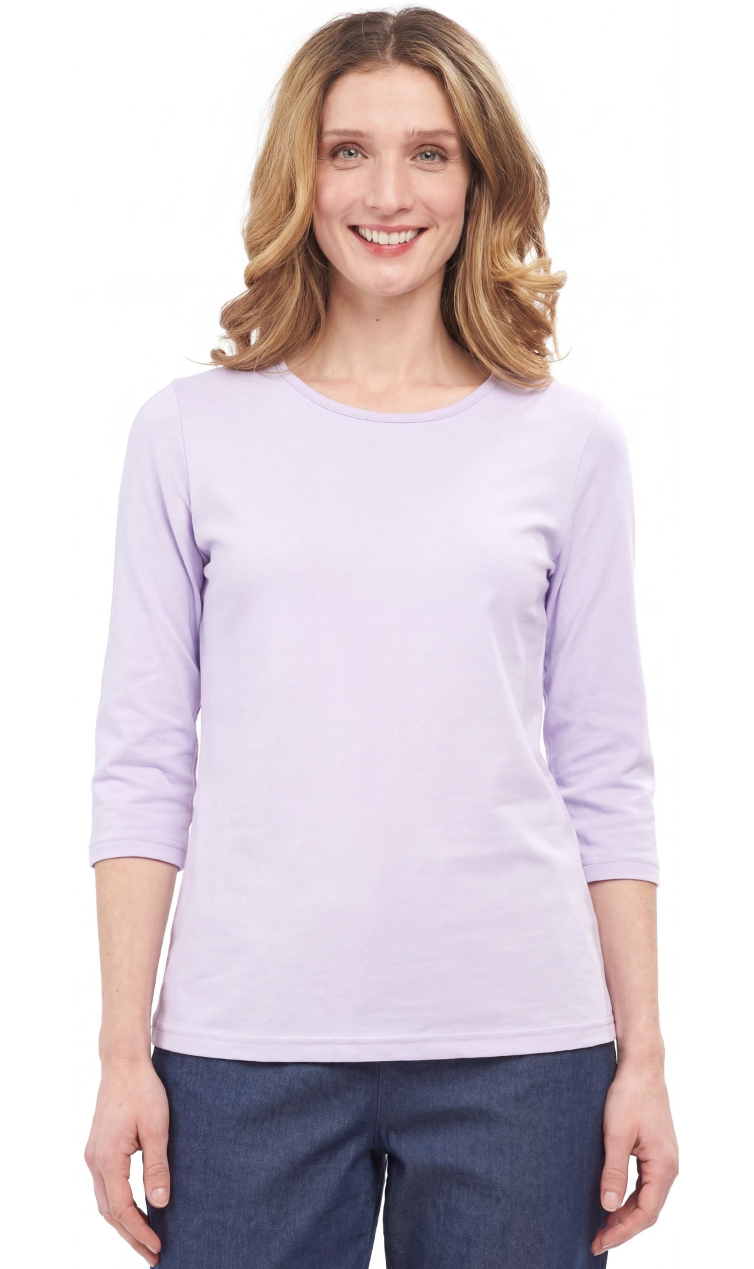 Women's 3/4 Sleeve Crew Neck Top – Comfortable Jer 18