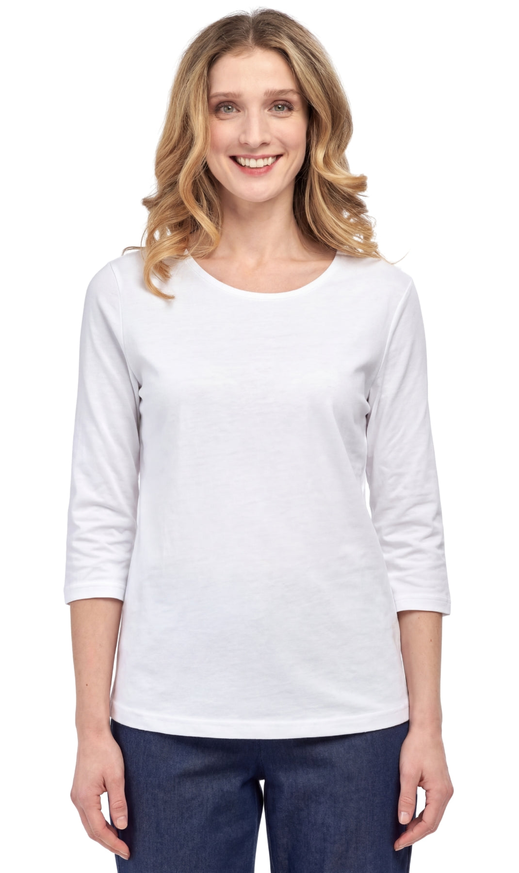 Women's 3/4 Sleeve Crew Neck Top – Comfortable Jer 7