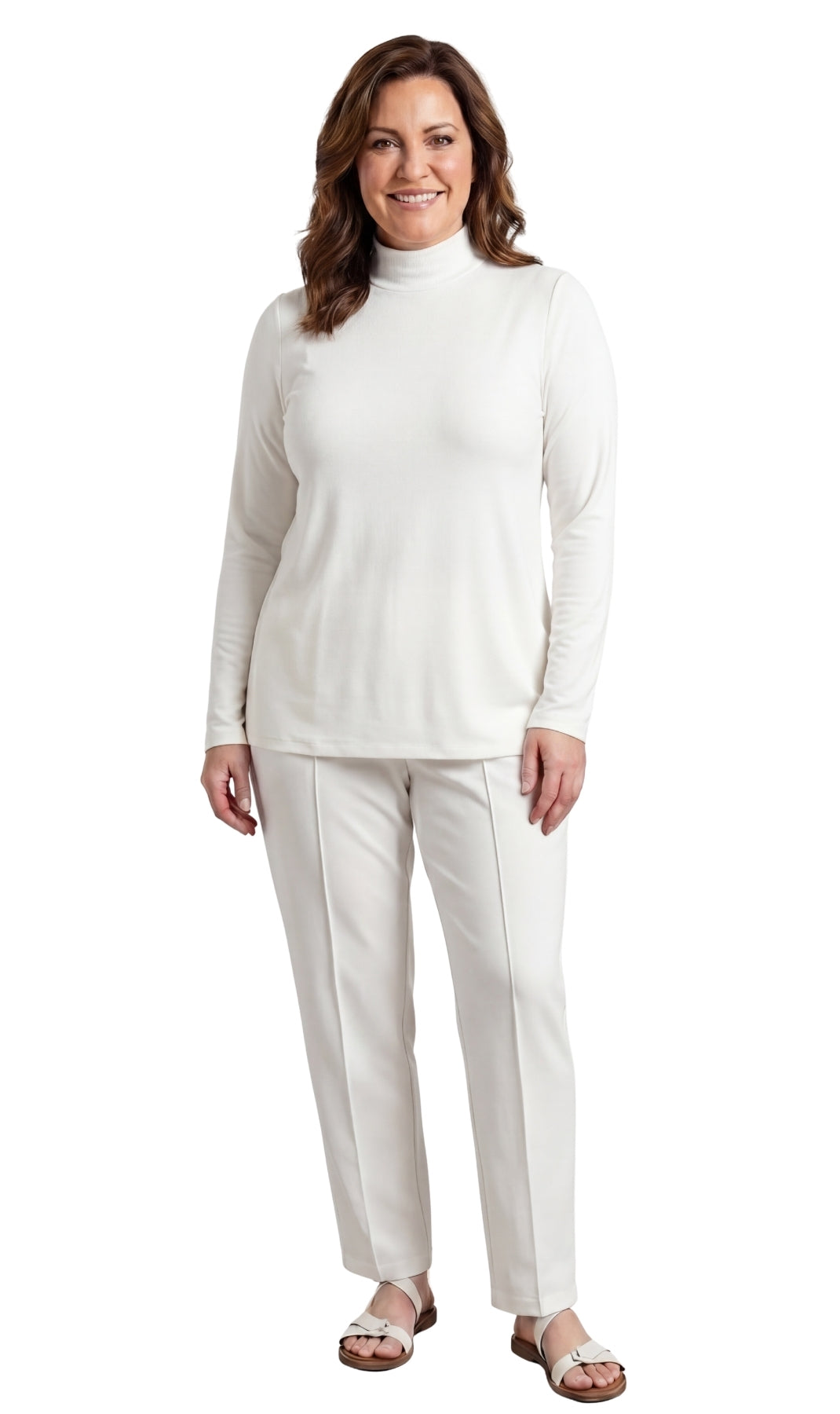 Women's Long Sleeve Cotton Blend Mock Neck Top - An All-Season Essenti