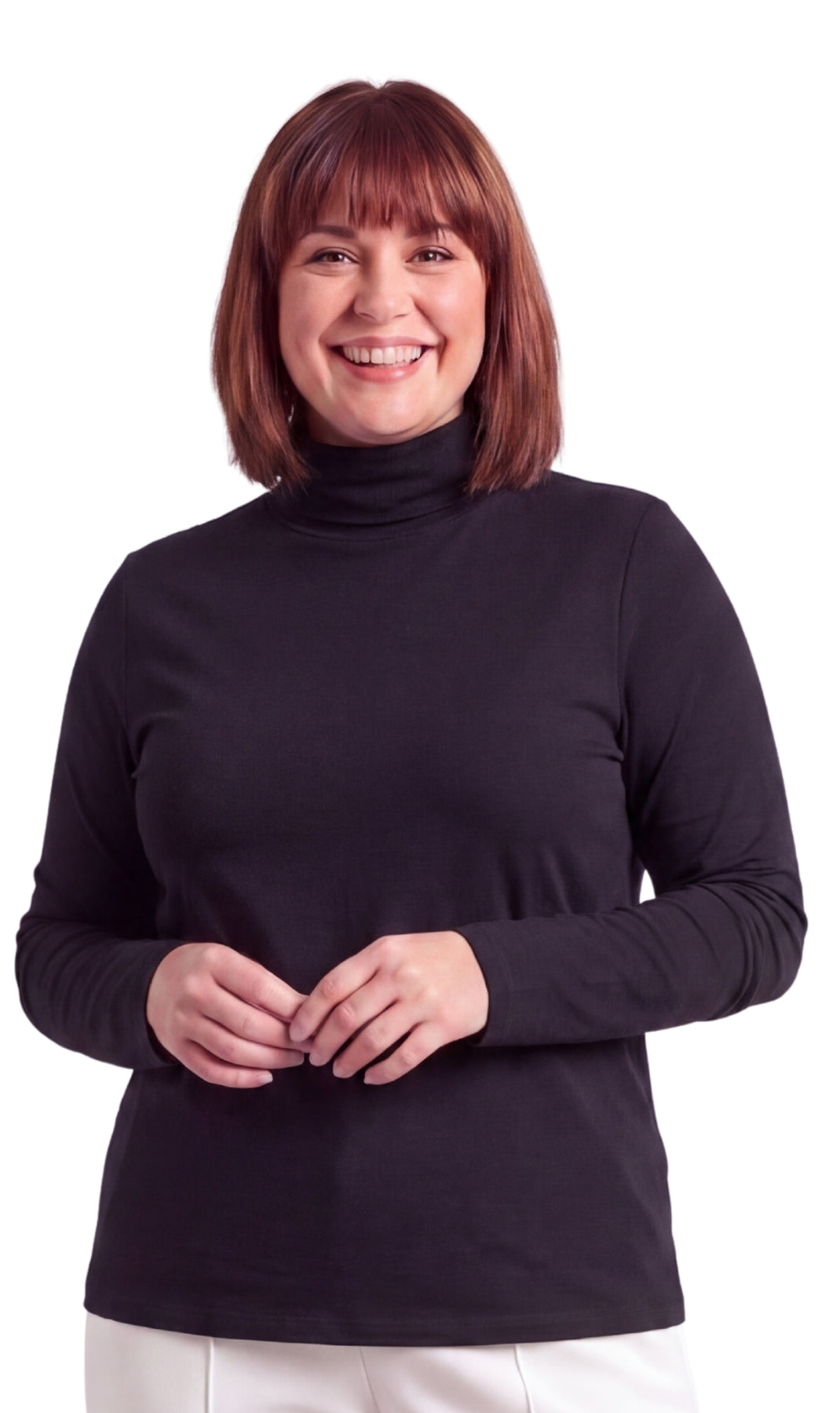 Turtle Bay New York Women's Relaxed fit Long Sleeved Turtleneck Top black front