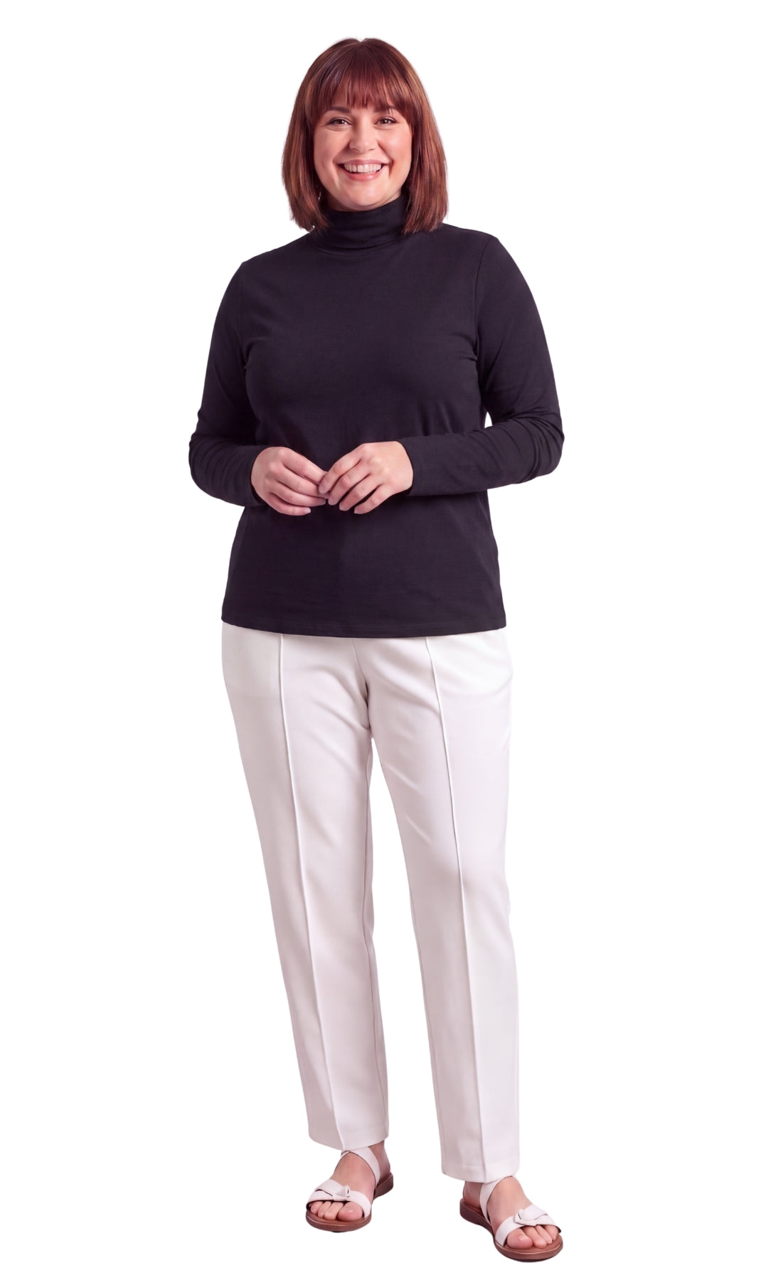 Turtle Bay New York Women's Relaxed fit Long Sleeved Turtleneck Top black full