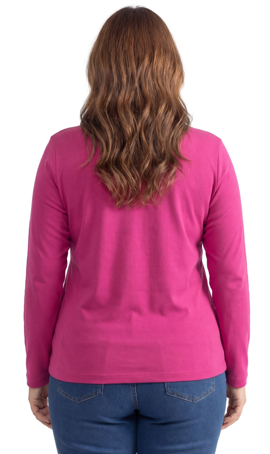 Turtle Bay New York Women's Relaxed fit Long Sleeved Turtleneck Top deep orchid back