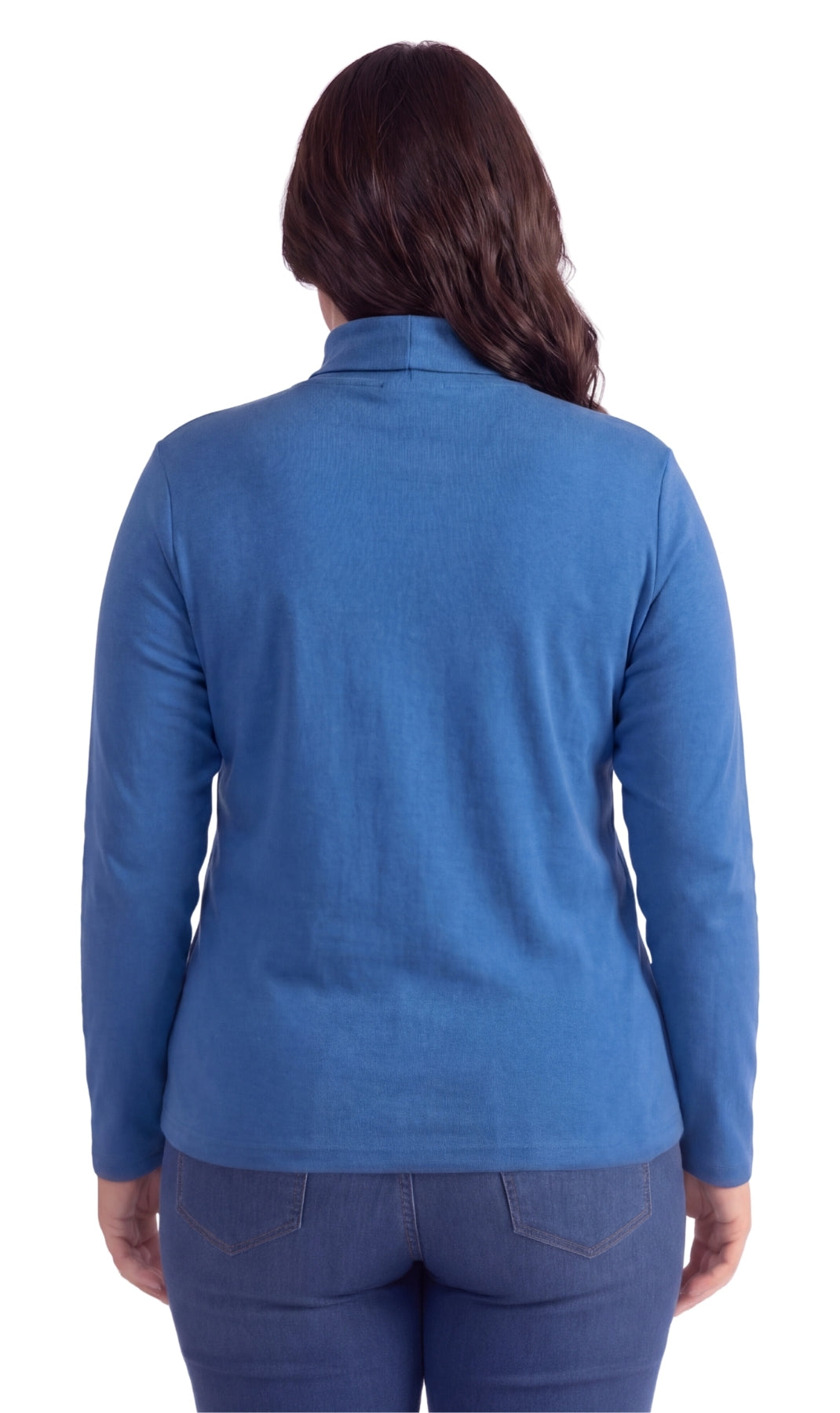 Turtle Bay New York Women's Relaxed fit Long Sleeved Turtleneck Top royal  back