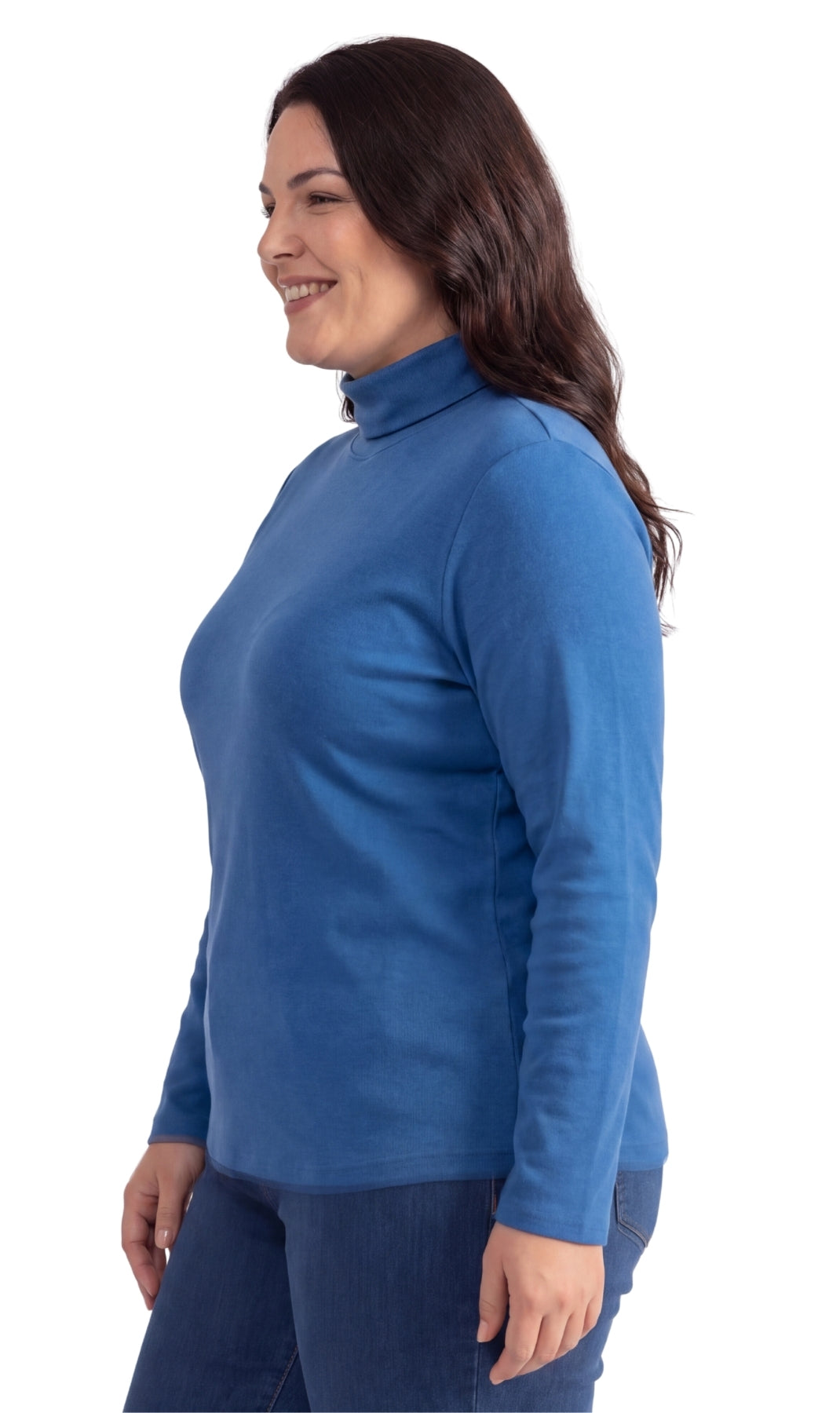 Turtle Bay New York Women's Relaxed fit Long Sleeved Turtleneck Top royal  side