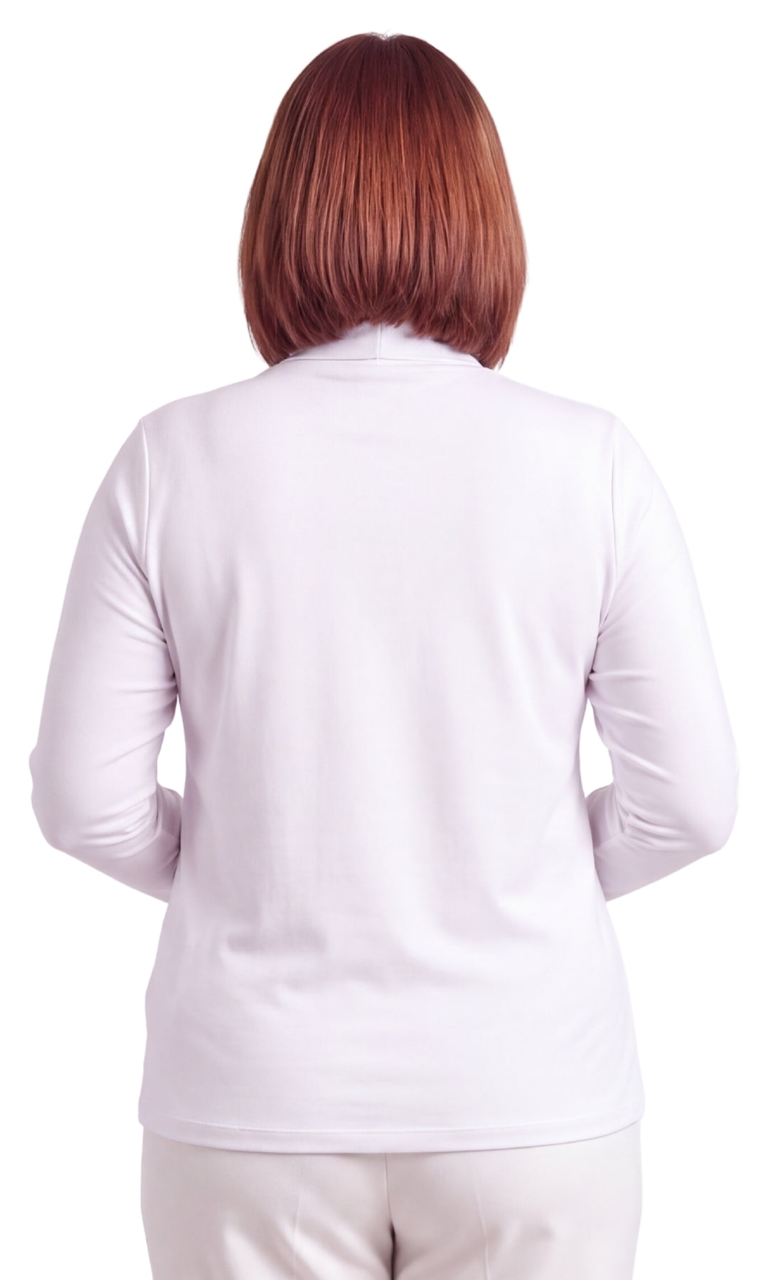 Turtle Bay New York Women's Relaxed fit Long Sleeved Turtleneck Top white back