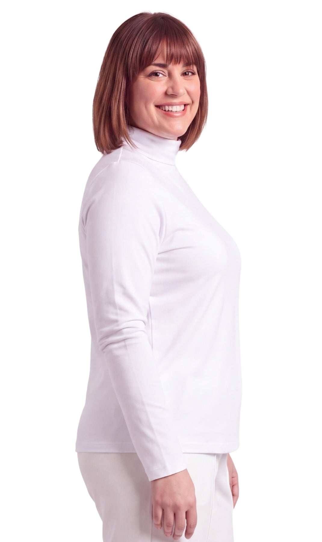 Turtle Bay New York Women's Relaxed fit Long Sleeved Turtleneck Top white side