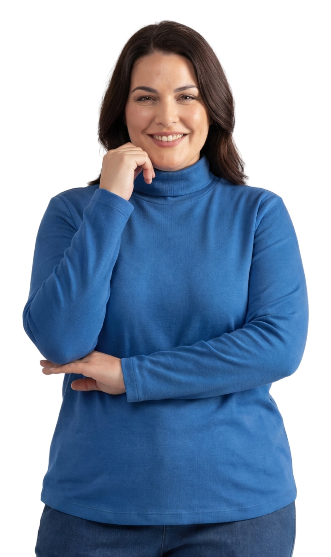 Turtle Bay New York Women's Relaxed fit Long Sleeved Turtleneck Top royal  front