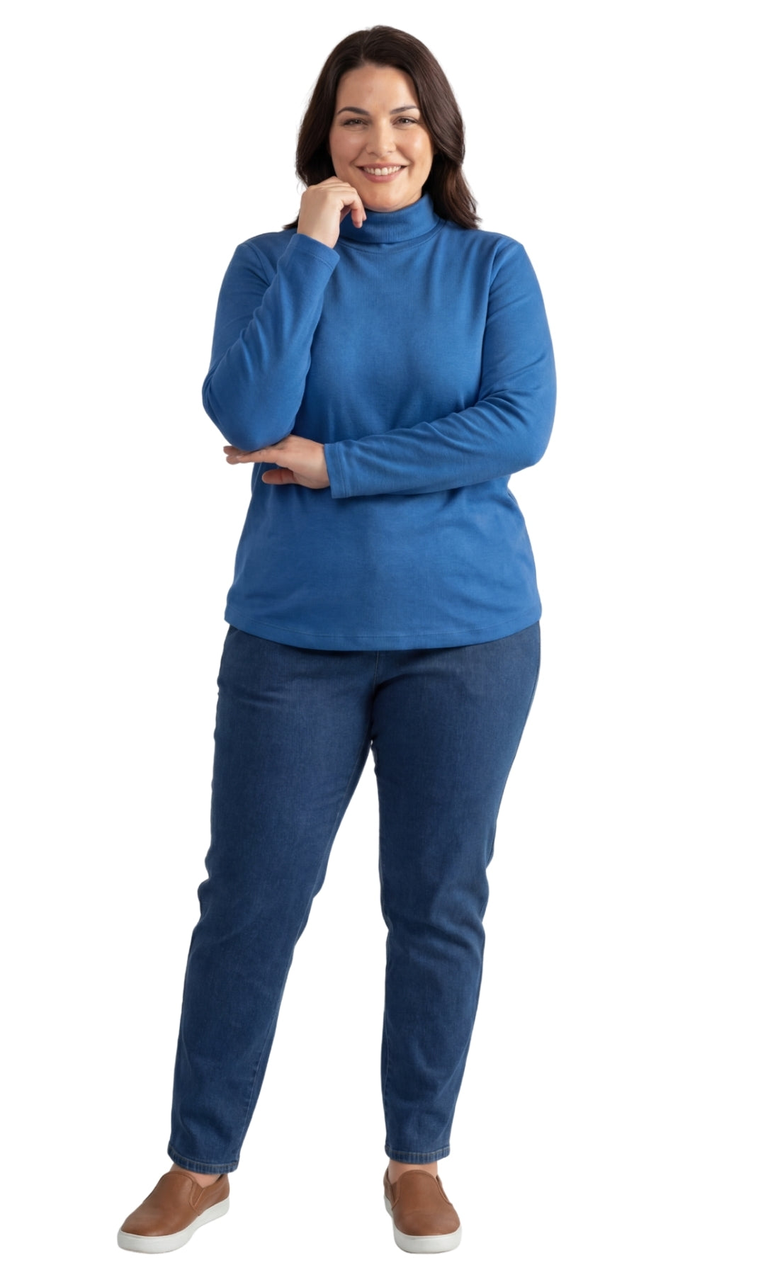 Turtle Bay New York Women's Relaxed fit Long Sleeved Turtleneck Top royal  full