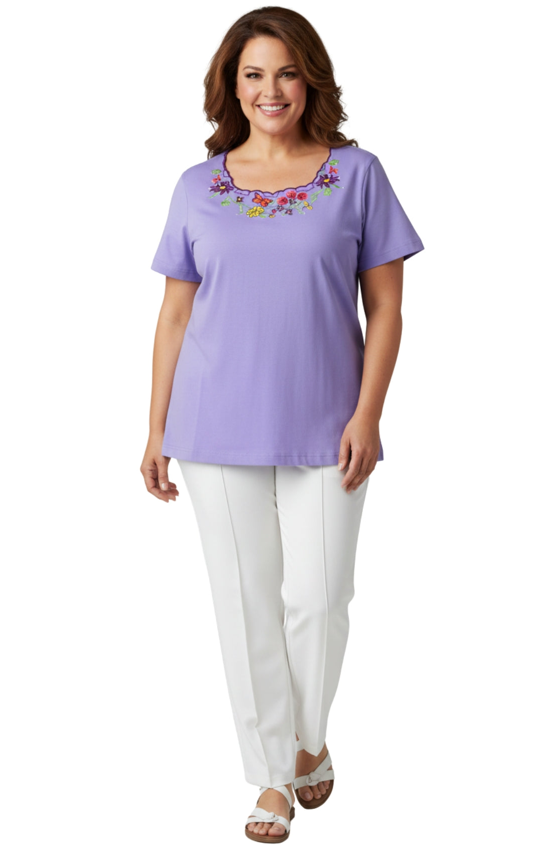 Women's Scalloped Neckline Embellished Tee 15